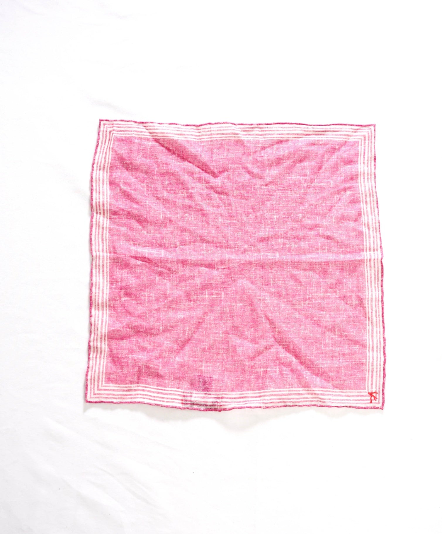 $170 ISAIA - Pink Cotton/Linen Pocket Square - 11.75 x 11.75