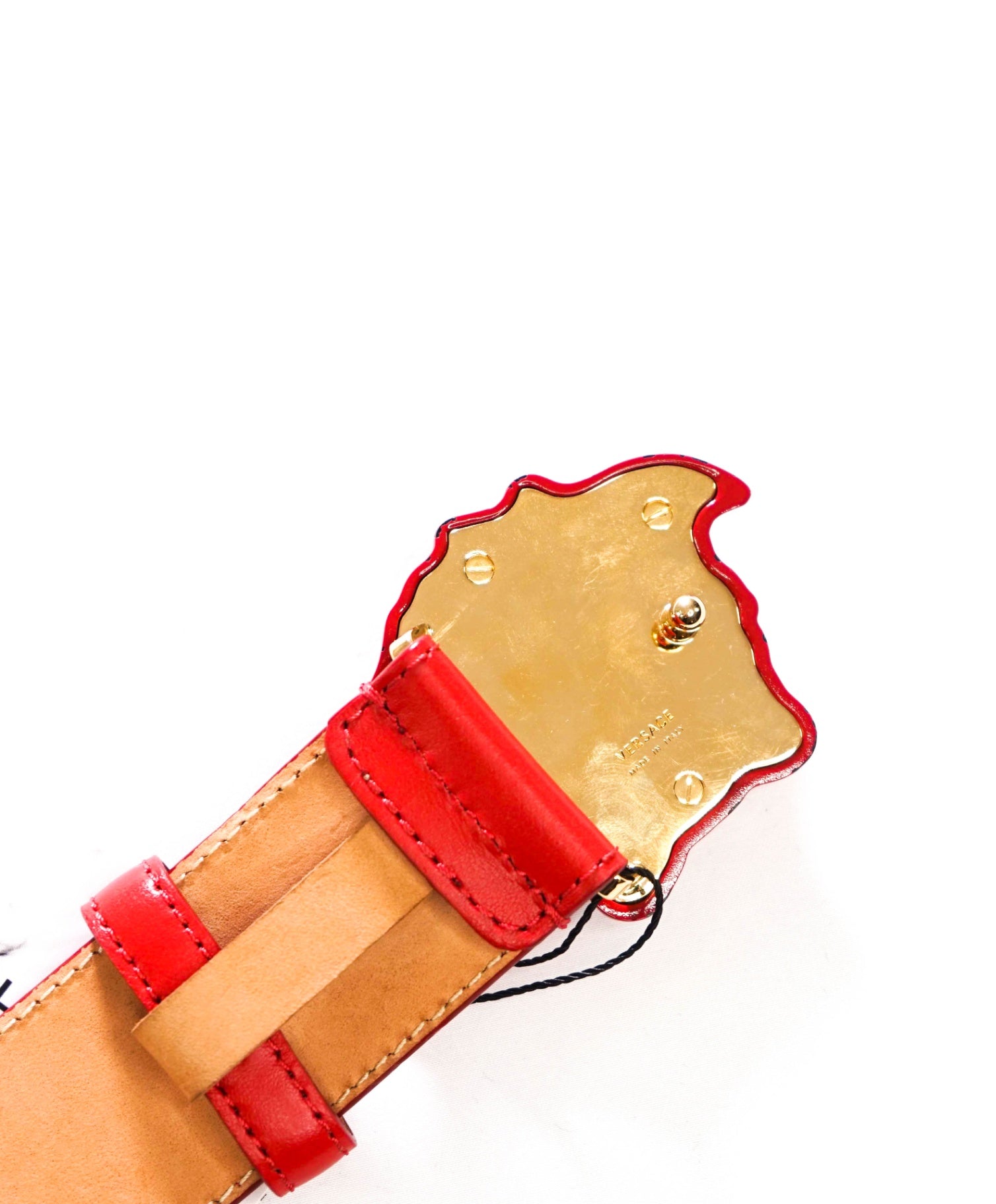 $395 VERSACE - Red Leather Belt *Display Model* - 36W