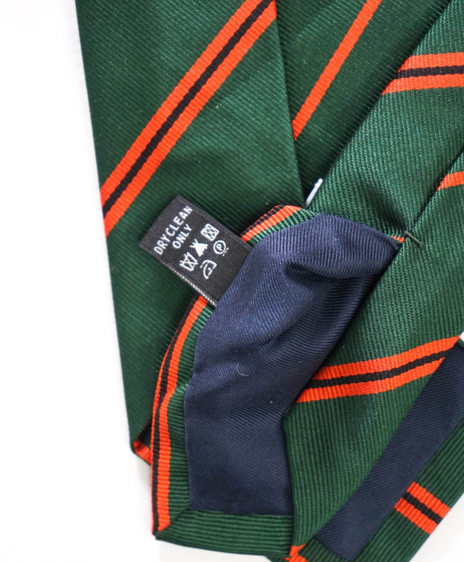 $260 E. MARINELLA Green/Orange Rep Stripe Jacquard Silk - 3.5 Tie