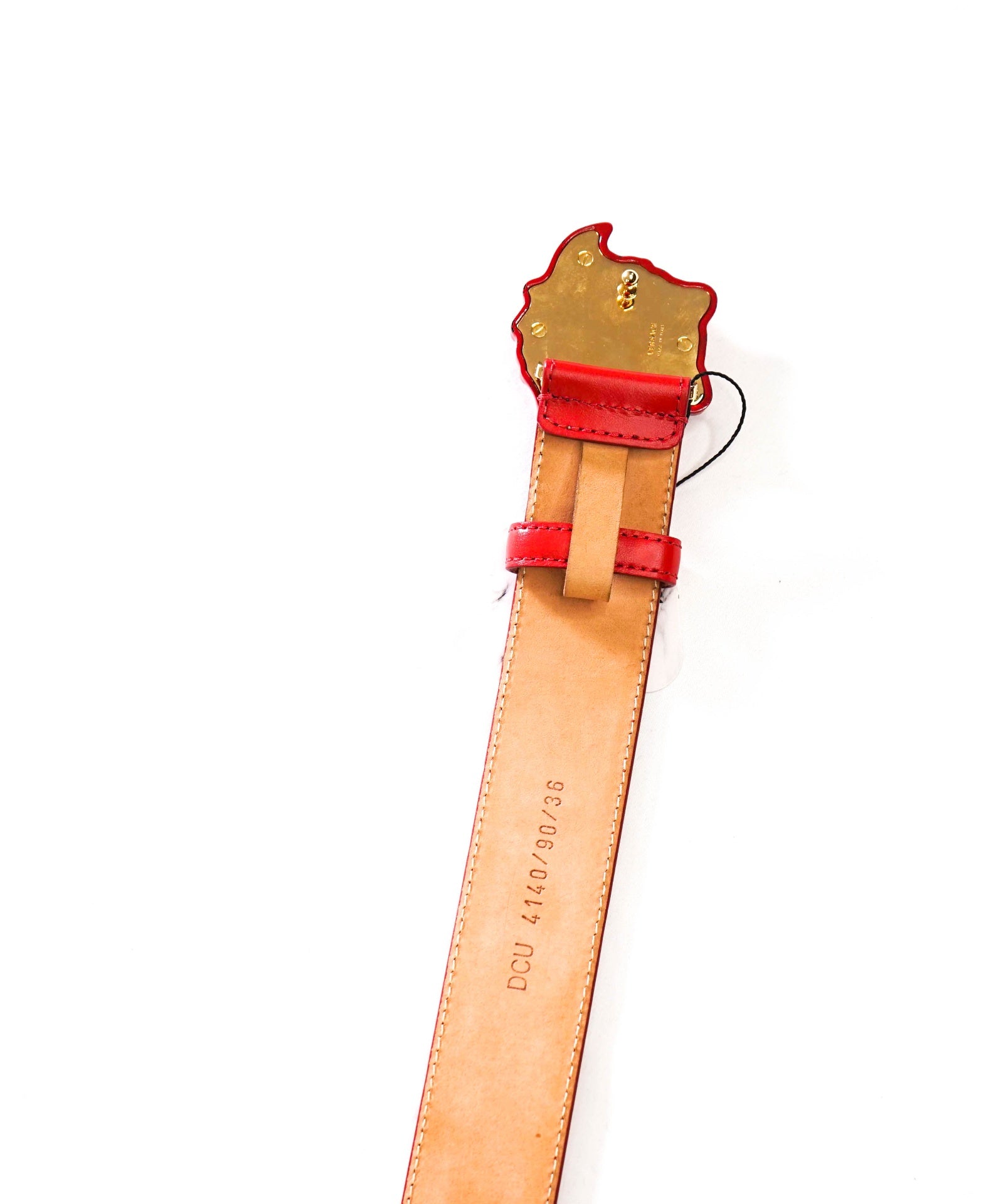 $395 VERSACE - Red Leather Belt *Display Model* - 36W