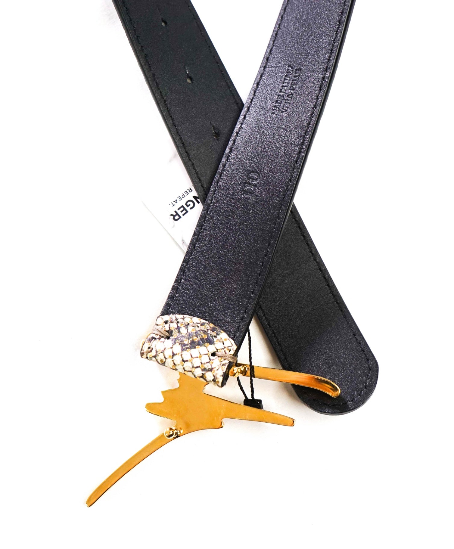 $520 GIUSEPPE ZANOTTI - Snakeskin Embossed Belt - 44W