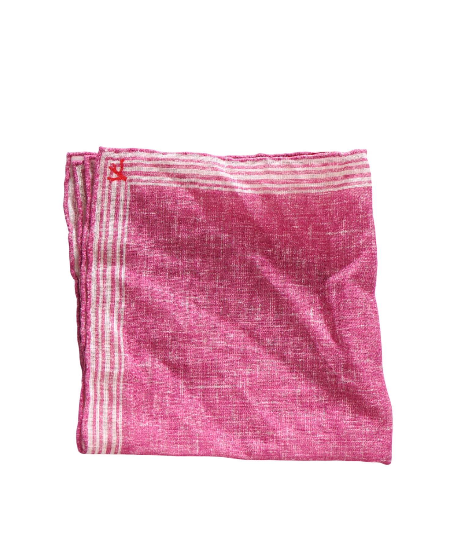 $170 ISAIA - Pink Cotton/Linen Pocket Square - 11.75 x 11.75