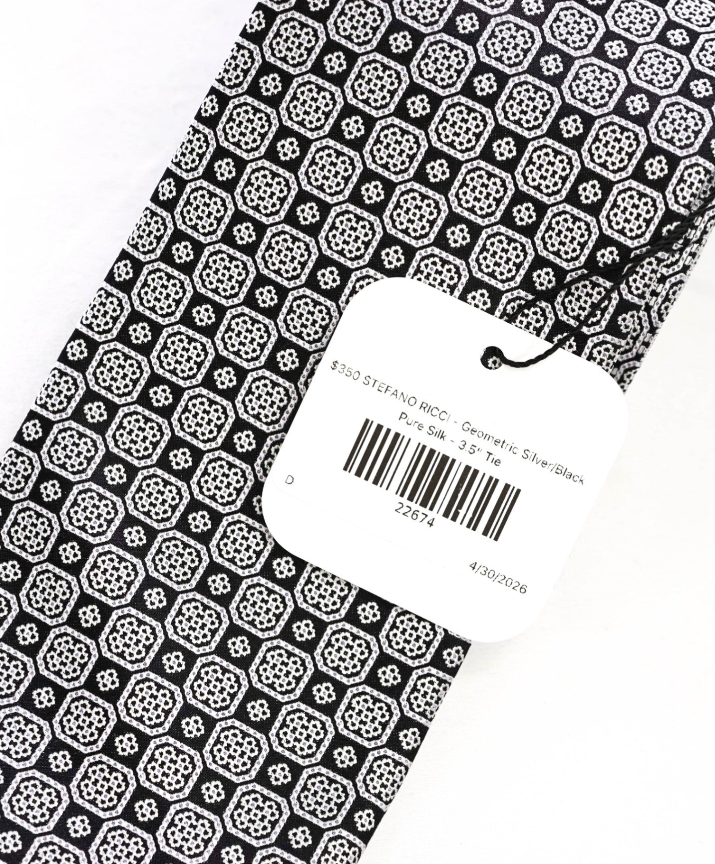 $350 STEFANO RICCI - Gradient Silver/Black Pure Silk - 3.5" Tie