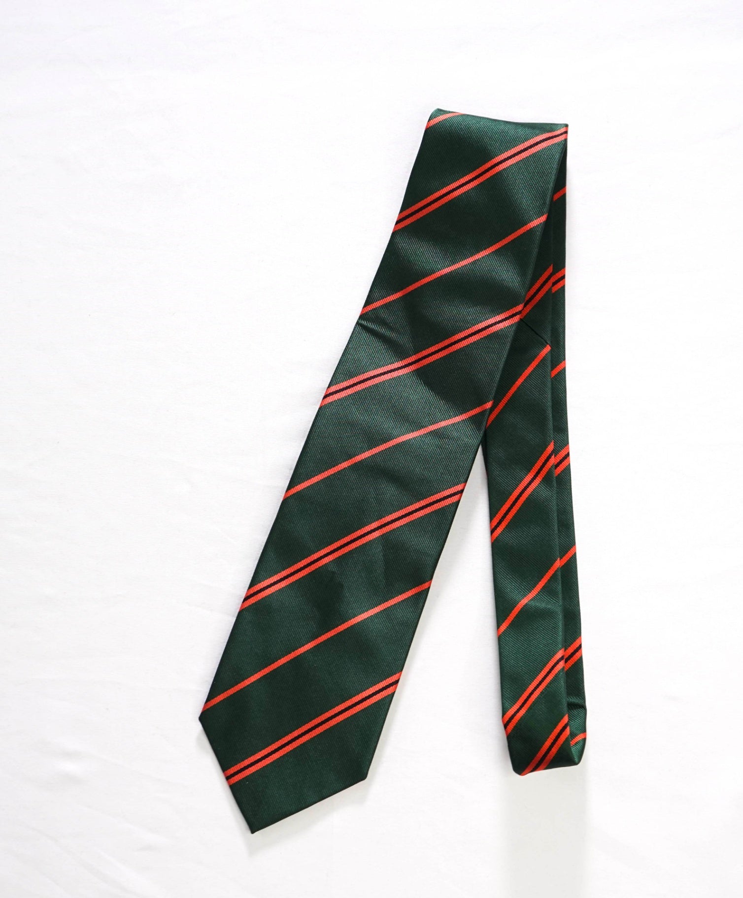$260 E. MARINELLA Green/Orange Rep Stripe Jacquard Silk - 3.5 Tie