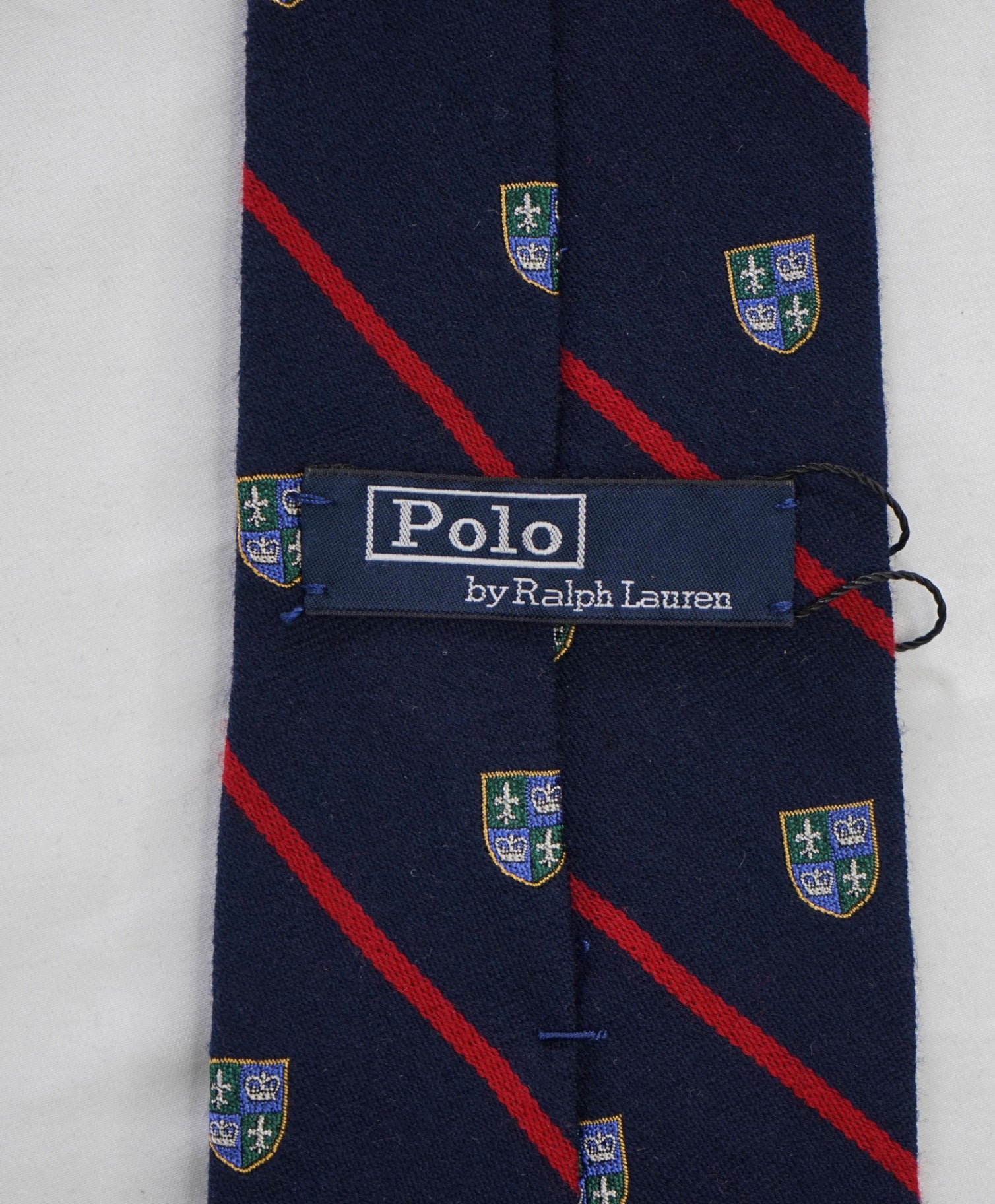 $125 POLO RALPH LAUREN - Navy Crest Collegiate Wool/Silk - 3.5" Tie