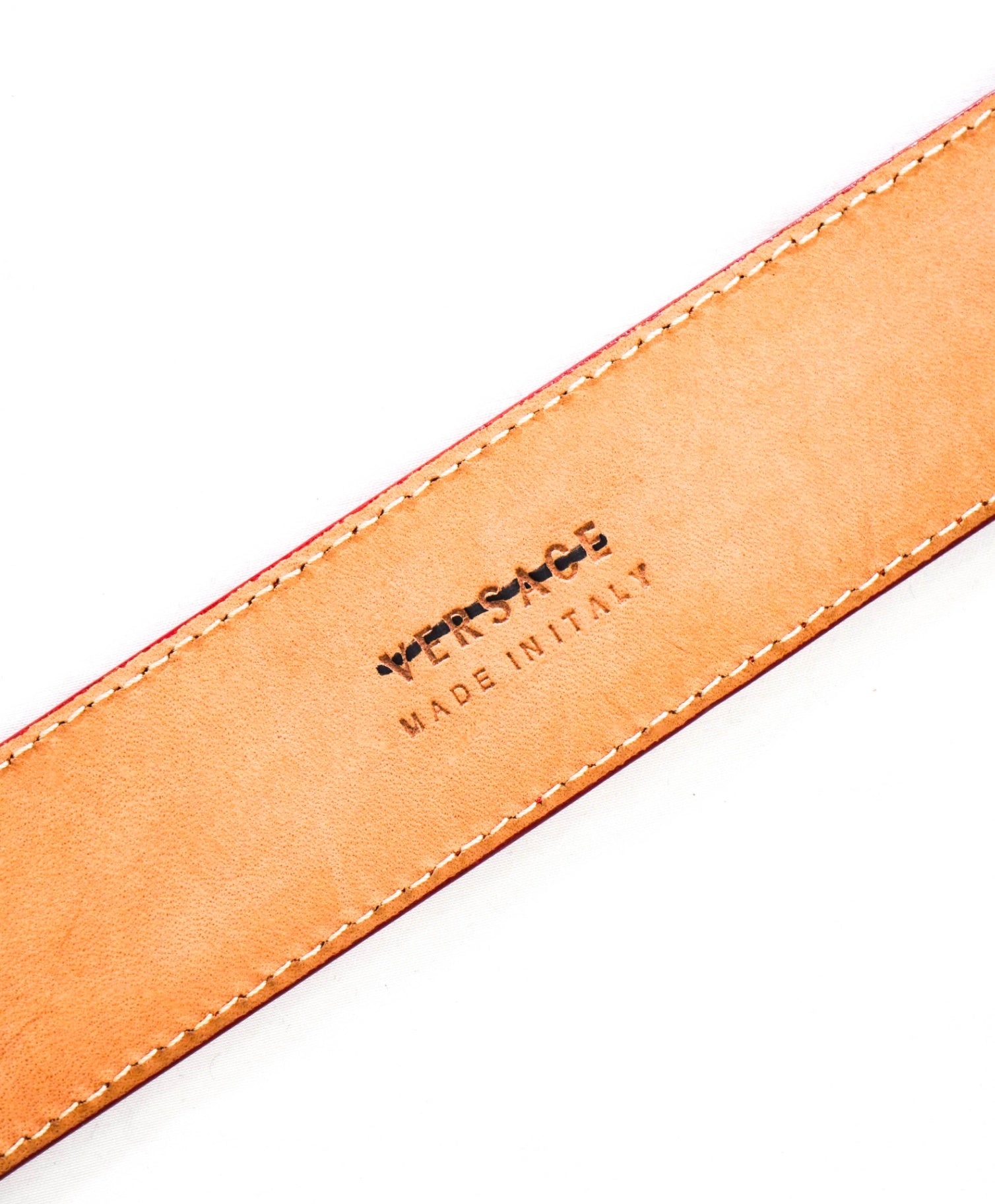 $395 VERSACE - Red Leather Belt *Display Model* - 36W