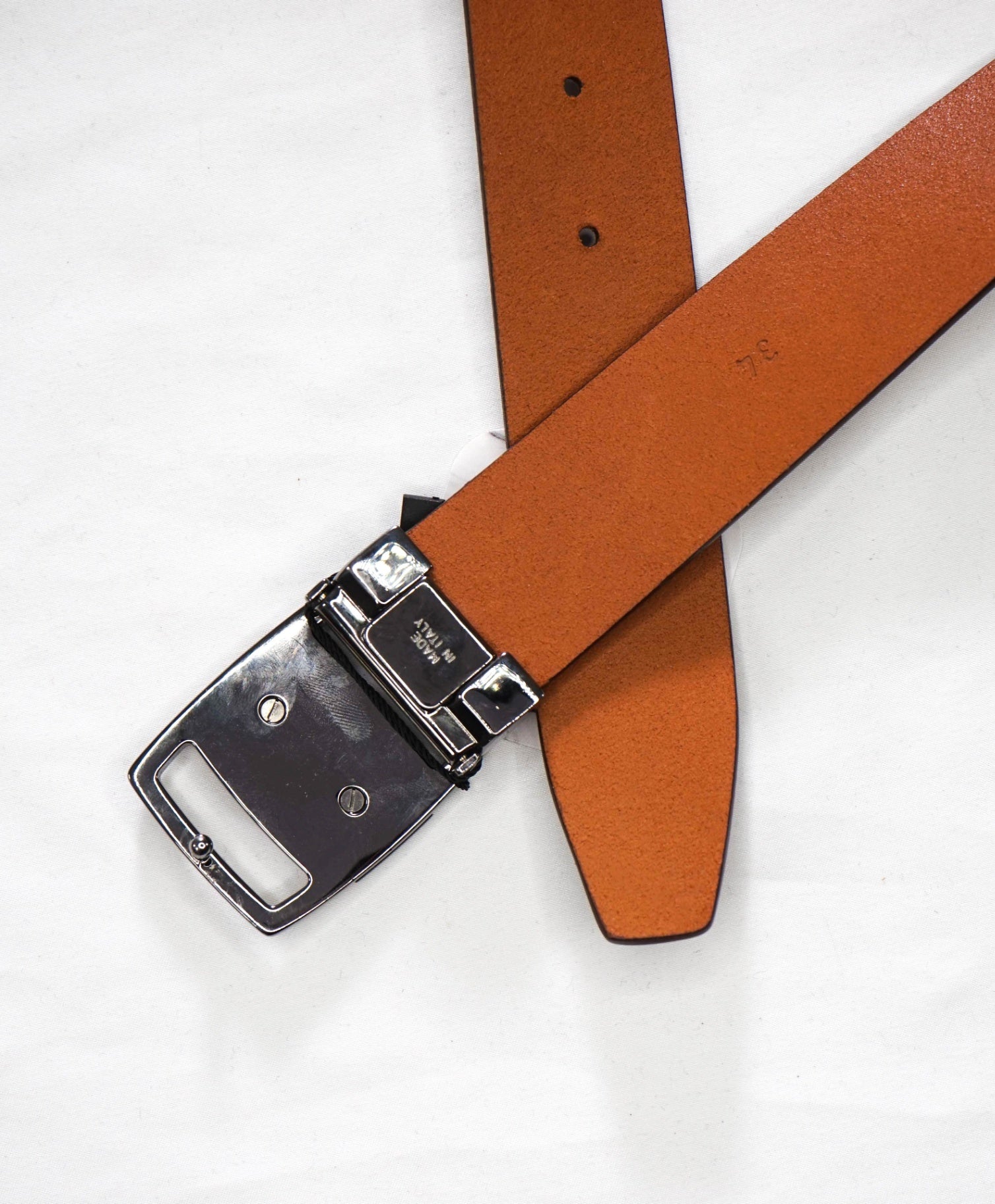 $535 FERRAGAMO - Sardegna Brown Leather Belt - 34