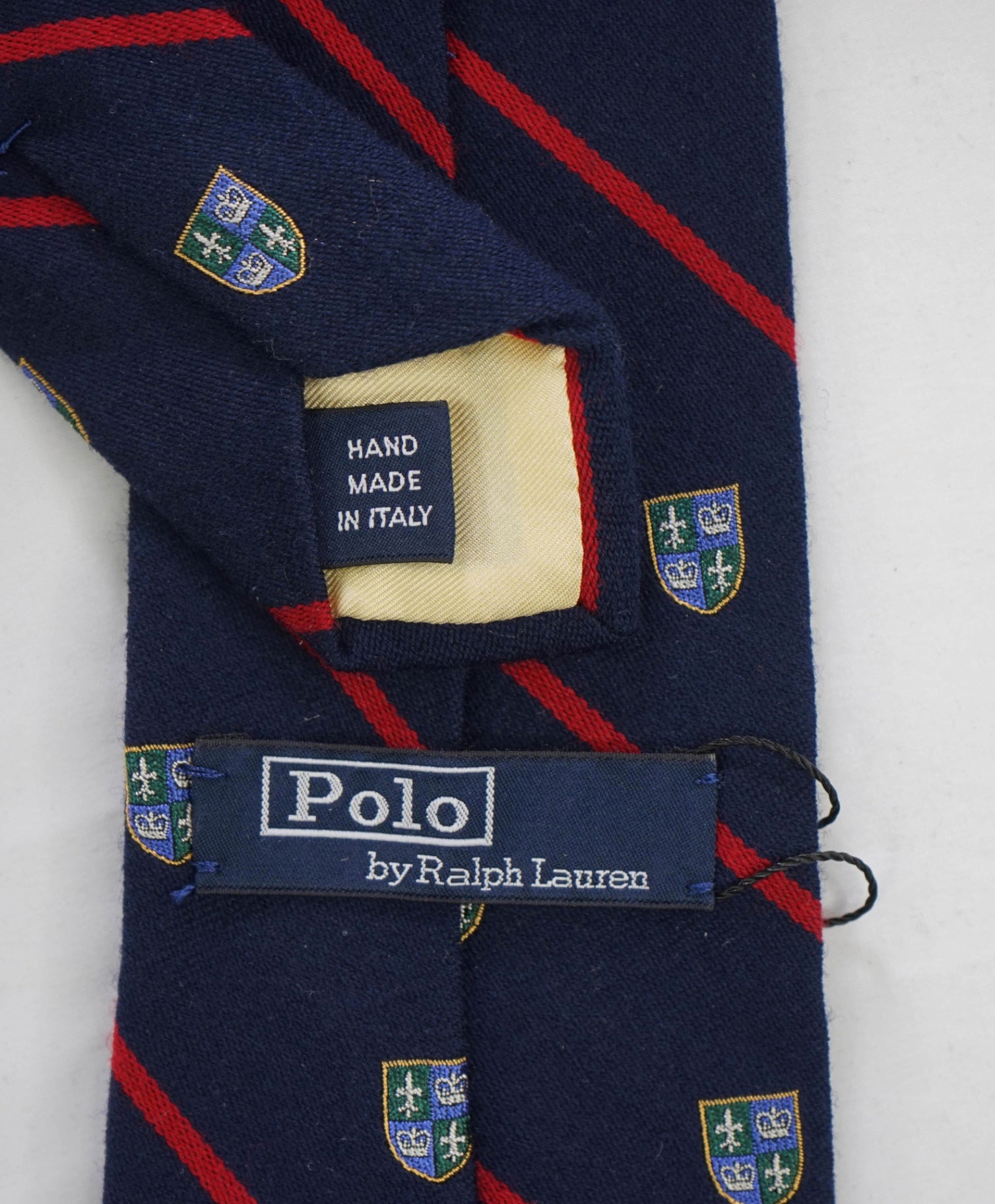 $125 POLO RALPH LAUREN - Navy Crest Collegiate Wool/Silk - 3.5" Tie
