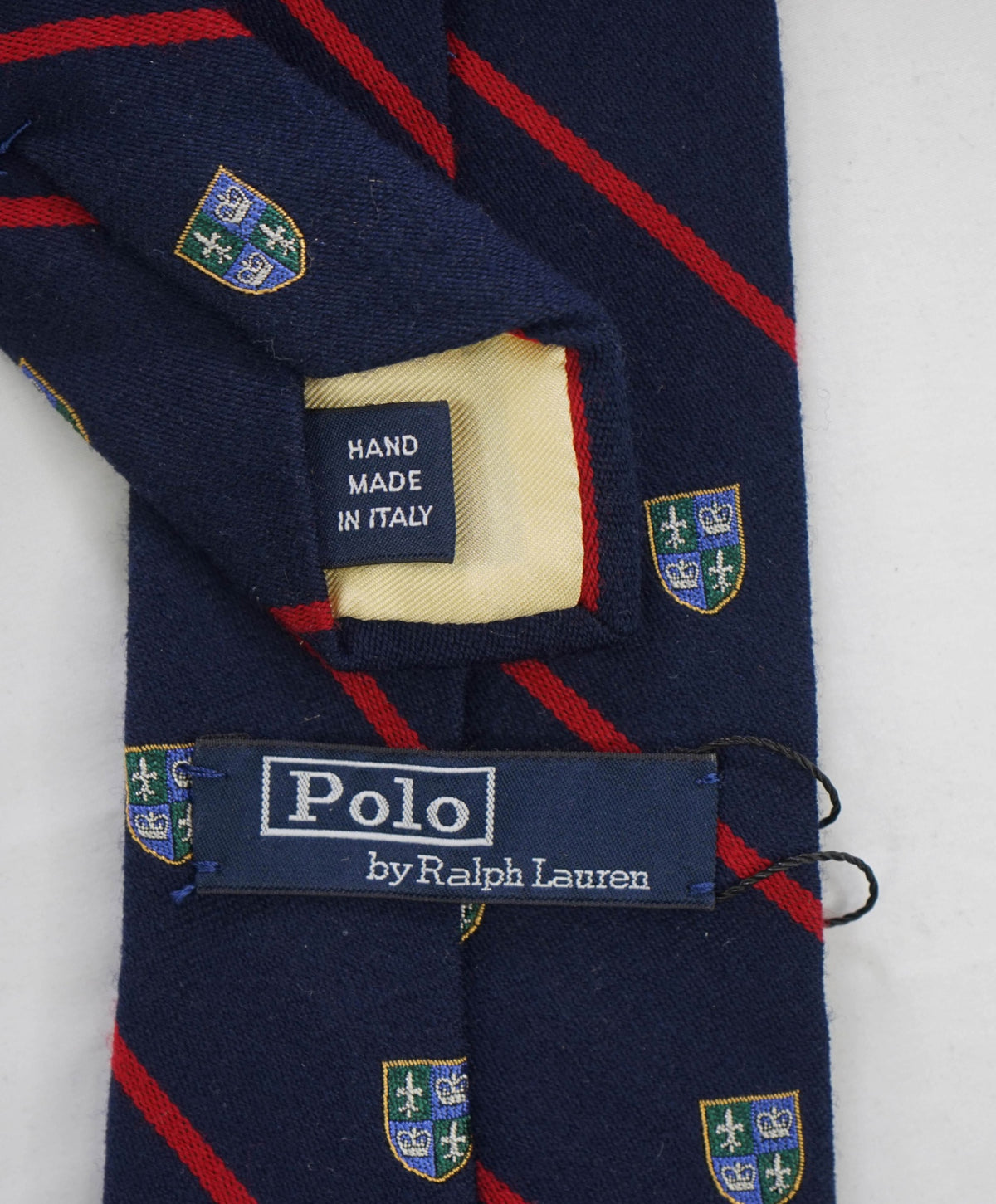 $125 POLO RALPH LAUREN - Navy Crest Collegiate Wool/Silk - 3.5" Tie