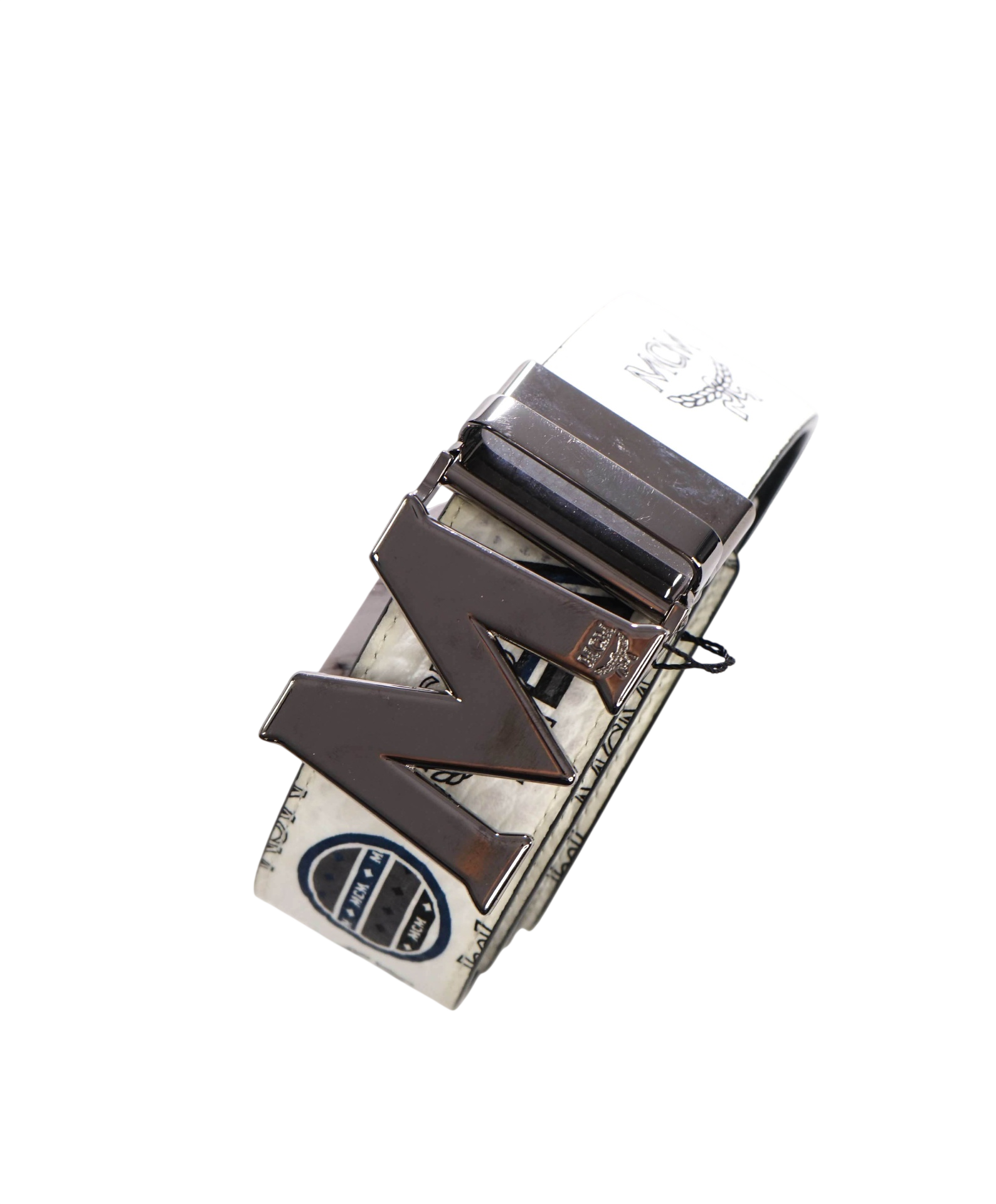 $350 MCM - Black/White Claus M Leather Reversible Belt 48W