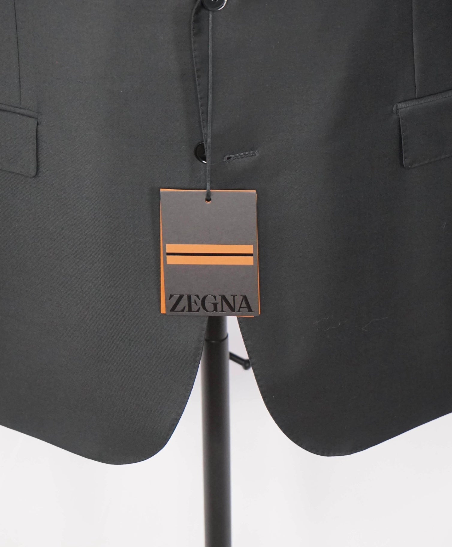 $4,390 ZEGNA - Solid Black TROFEO Wool Suit - 48R