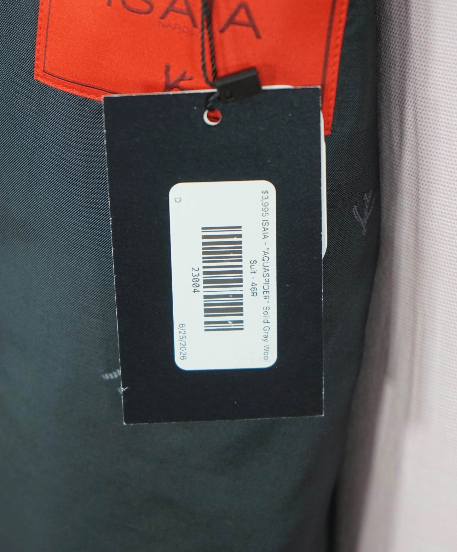$3,995 ISAIA - "AQUASPIDER" Solid Gray Wool Suit - 46R