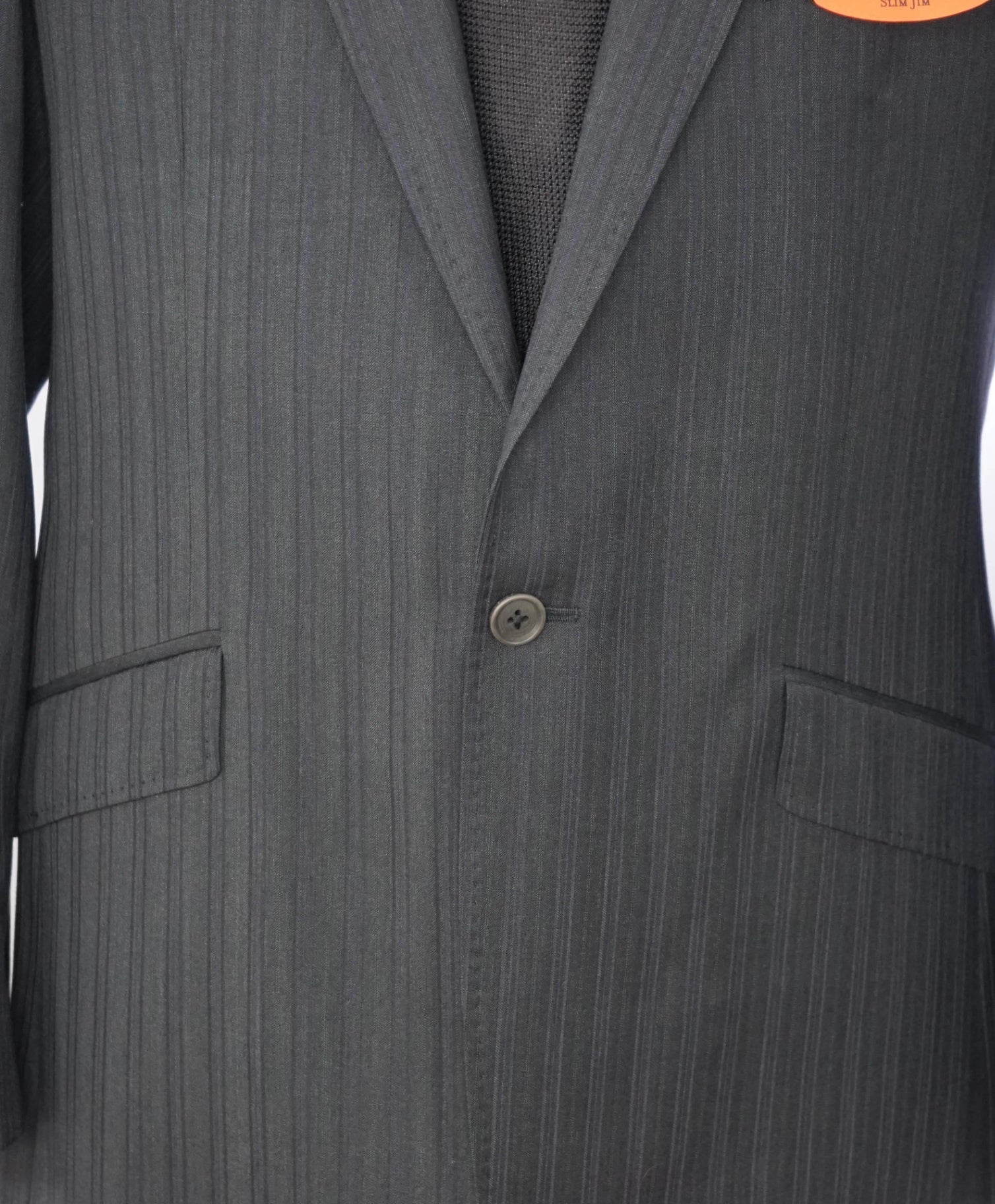 $850 TED BAKER - 1-Button Gray Blue/Purple Stripe Wool Suit - 42R