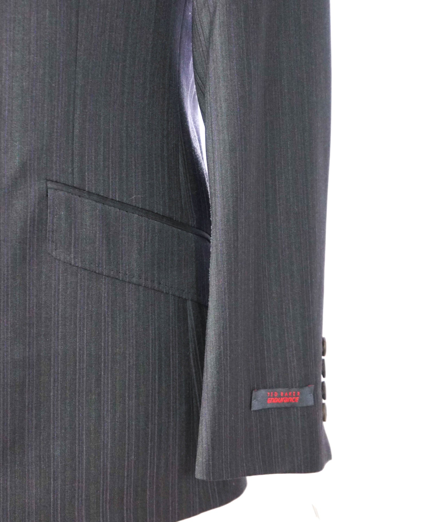 $850 TED BAKER - 1-Button Gray Blue/Purple Stripe Wool Suit - 42R