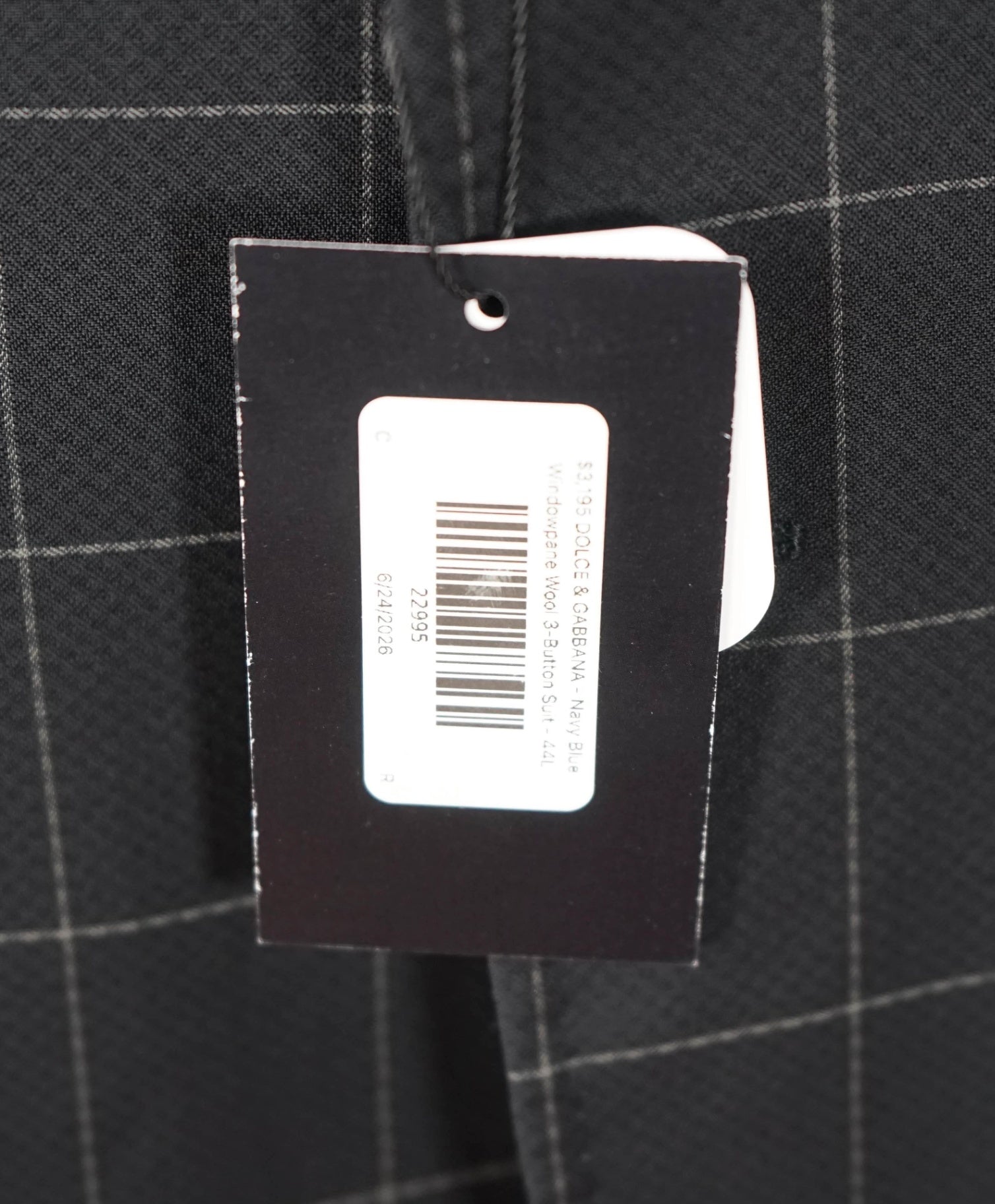 $3,195 DOLCE & GABBANA - Navy Windowpane 2/3 Roll Suit - 44L