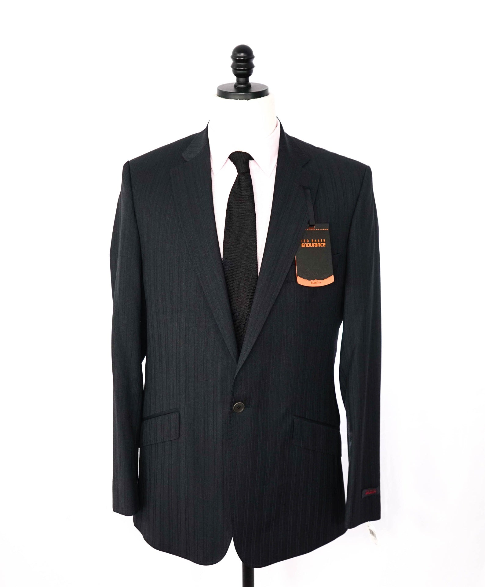 $850 TED BAKER - 1-Button Gray Blue/Purple Stripe Wool Suit - 42R
