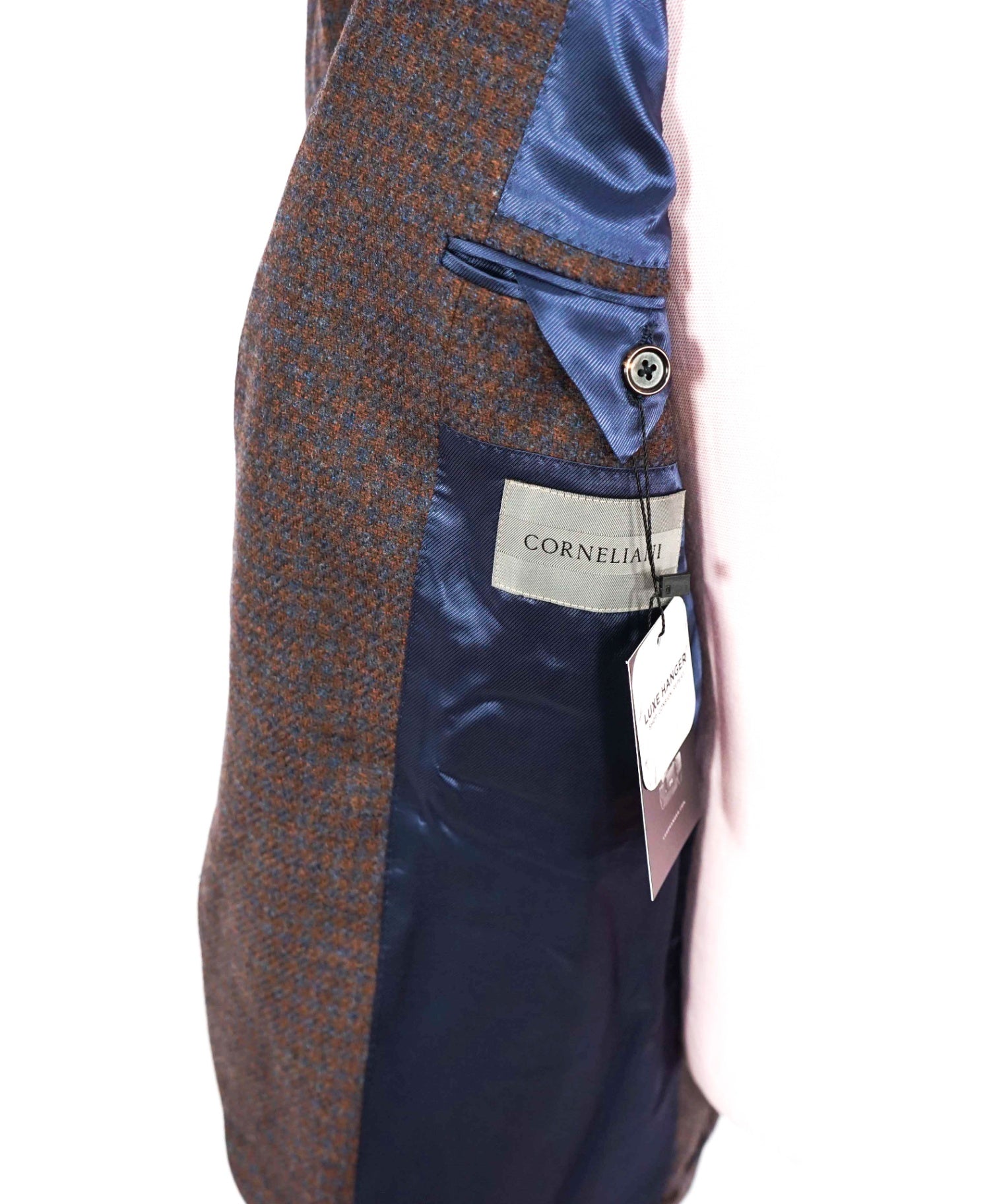 $1,995 CORNELIANI - Red/Navy Gingham Cashmere Blazer - 38R