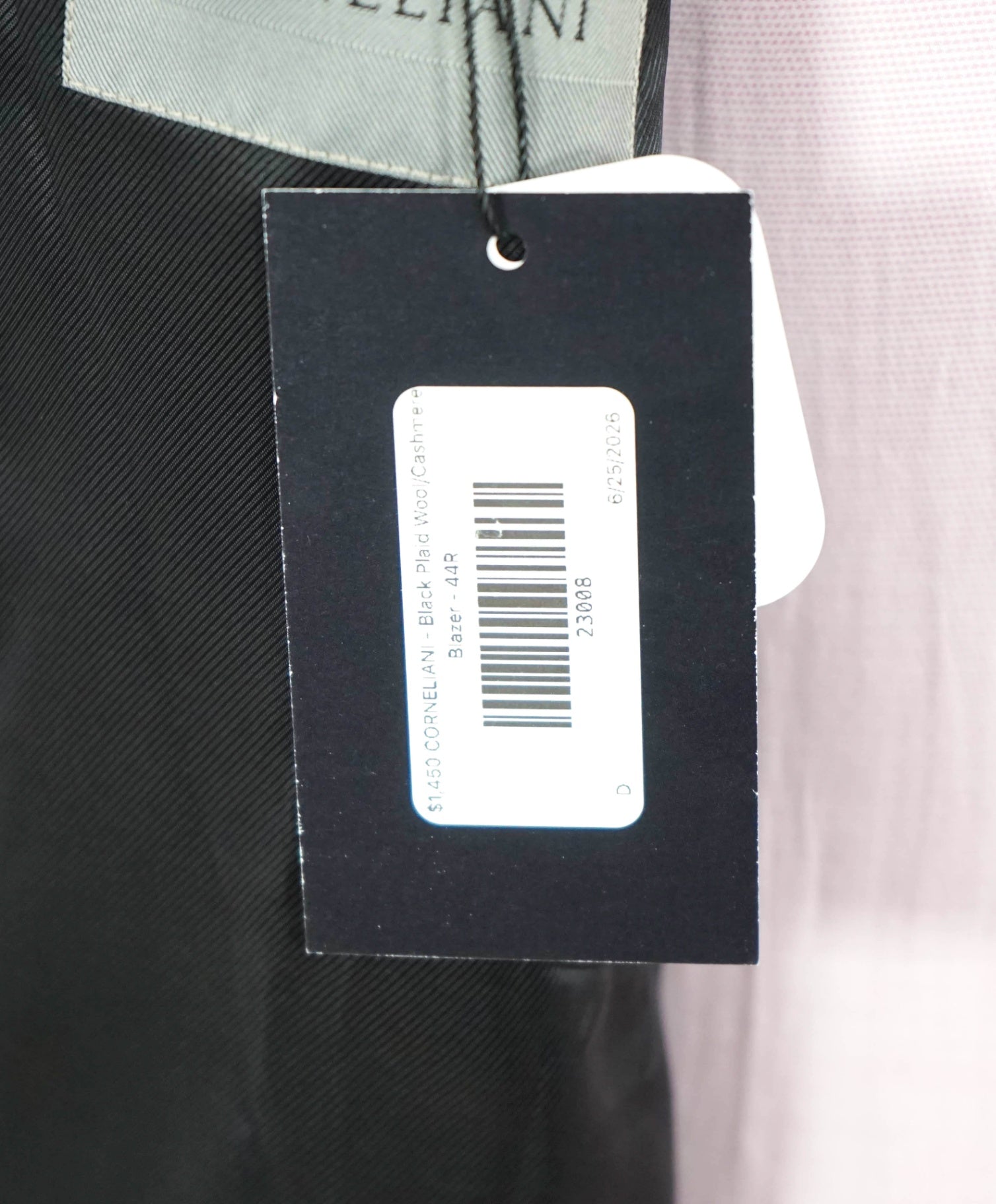 $1,995 CORNELIANI - Black Plaid Wool/Cashmere Blazer - 44R