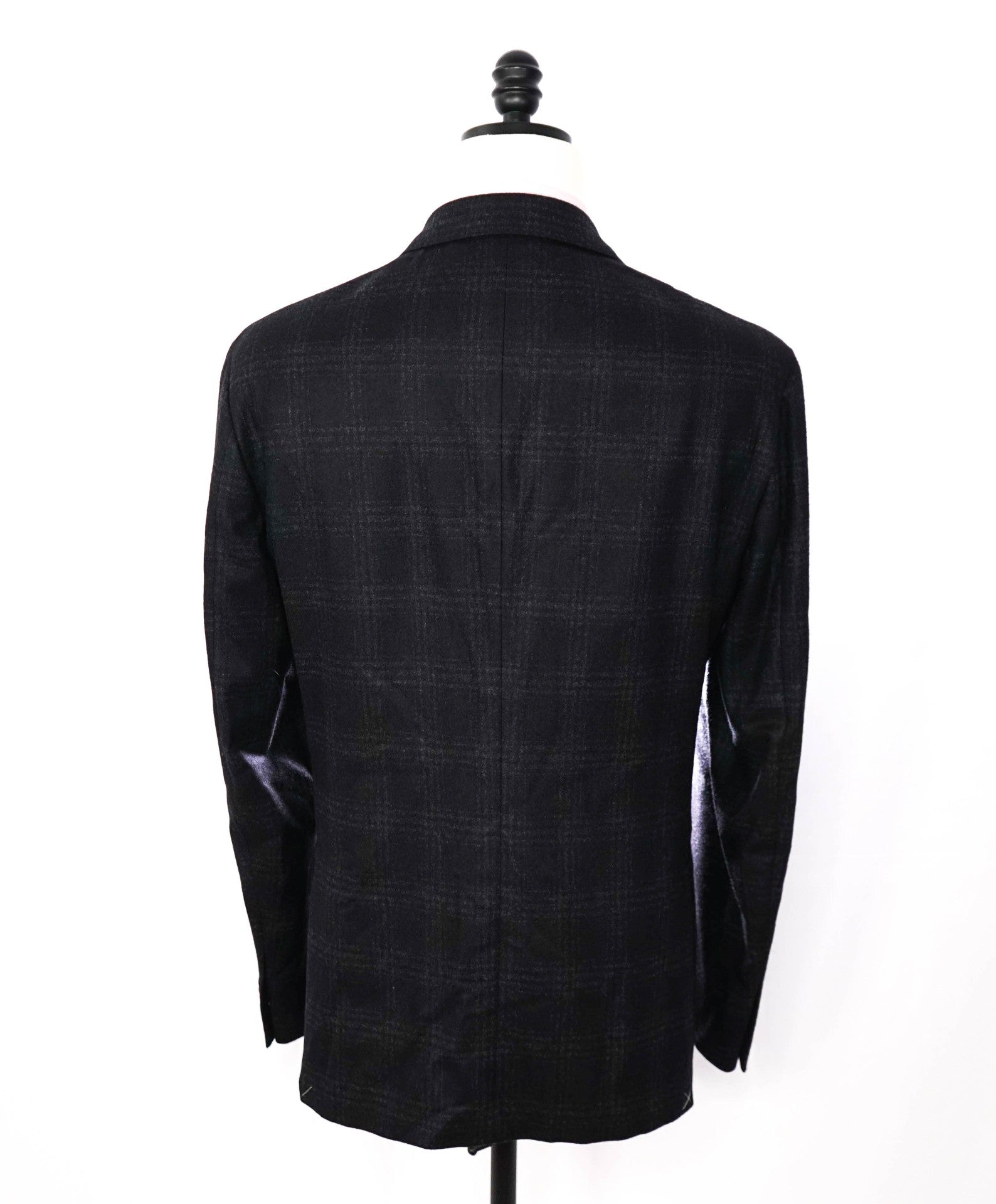 $1,995 CORNELIANI - Black Plaid Wool/Cashmere Blazer - 44R