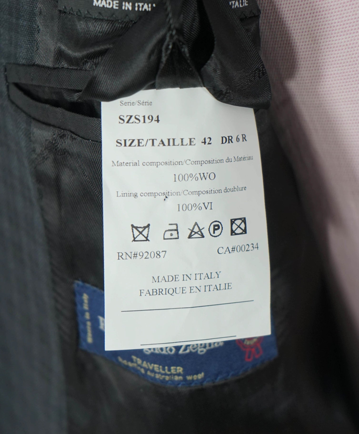 $995 ZEGNA "Traveller" For SFA - Navy Check Wool Suit - 42R