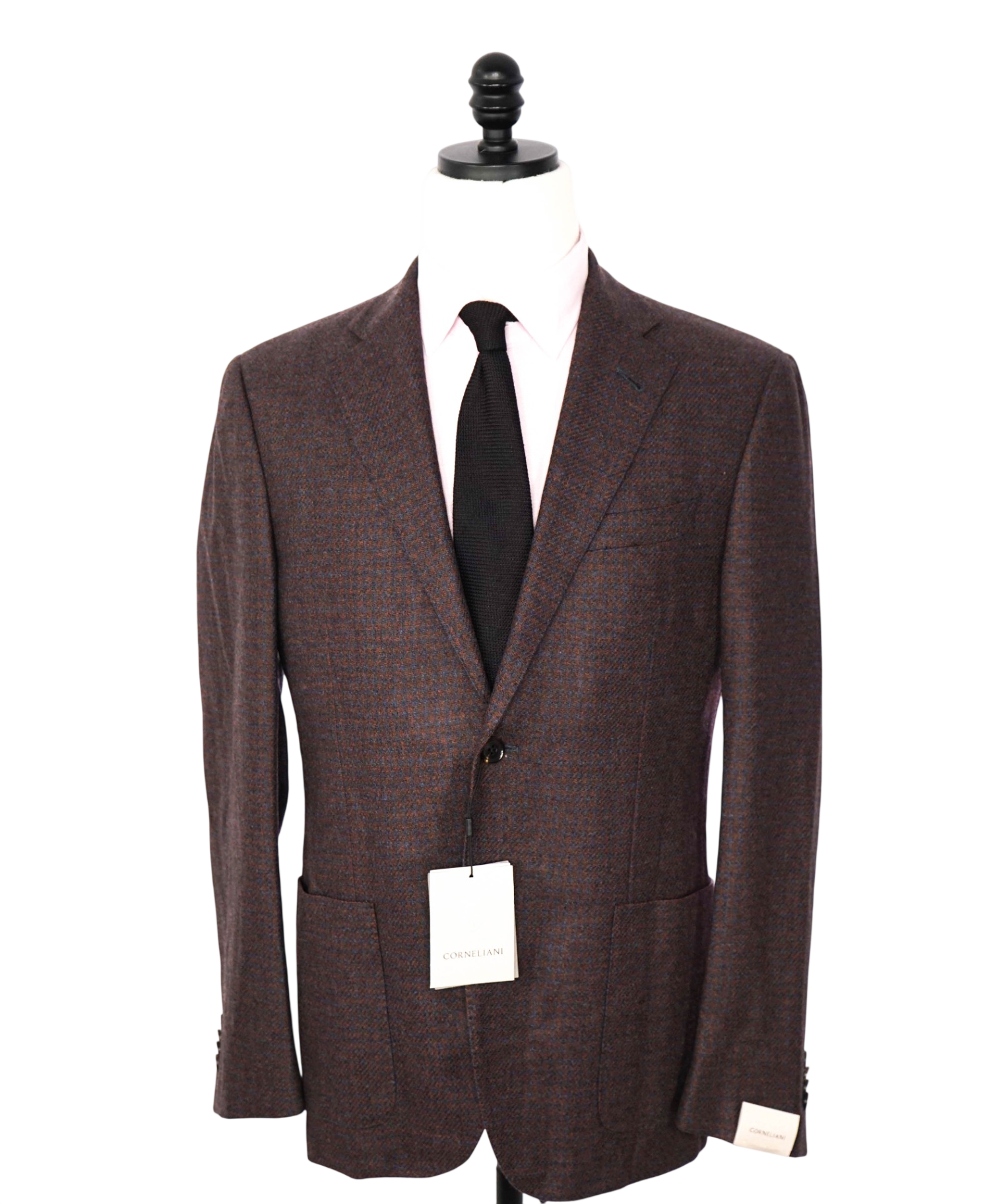 $1,995 CORNELIANI - Red/Navy Gingham Cashmere Blazer - 38R