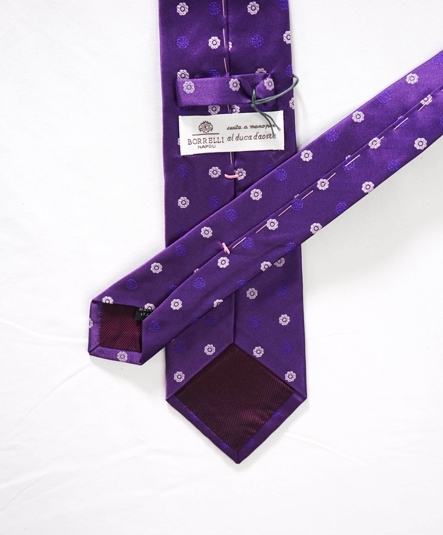 $192 LUIGI BORRELLI - Purple Medallion Silk - 3.25" Tie