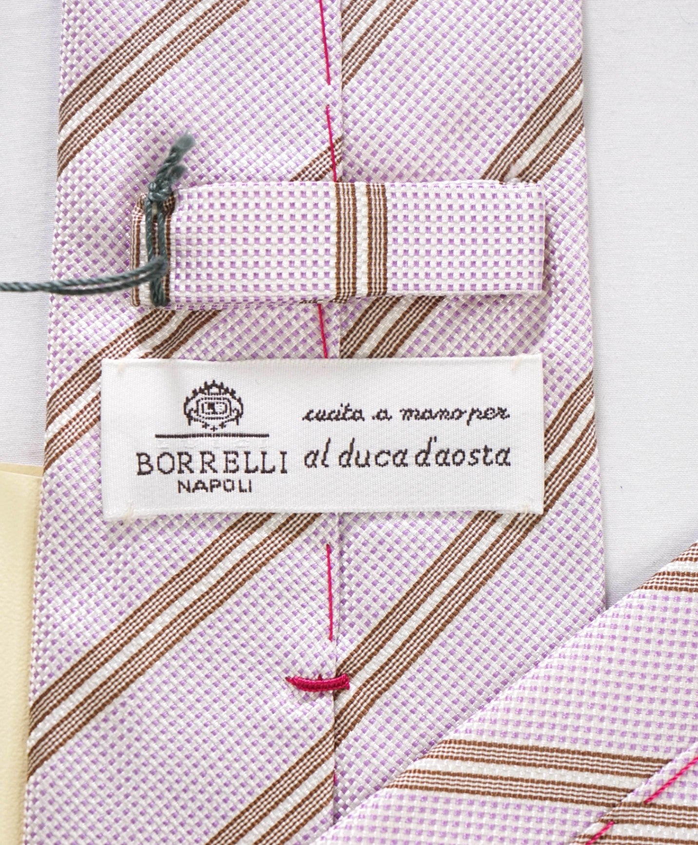 $192 LUIGI BORRELLI - Pink Stripe Silk - 3.25" Tie