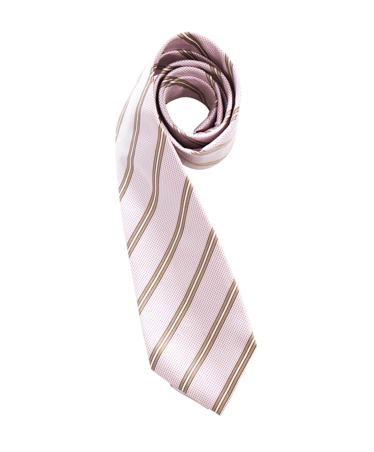 $192 LUIGI BORRELLI - Pink Stripe Silk - 3.25" Tie
