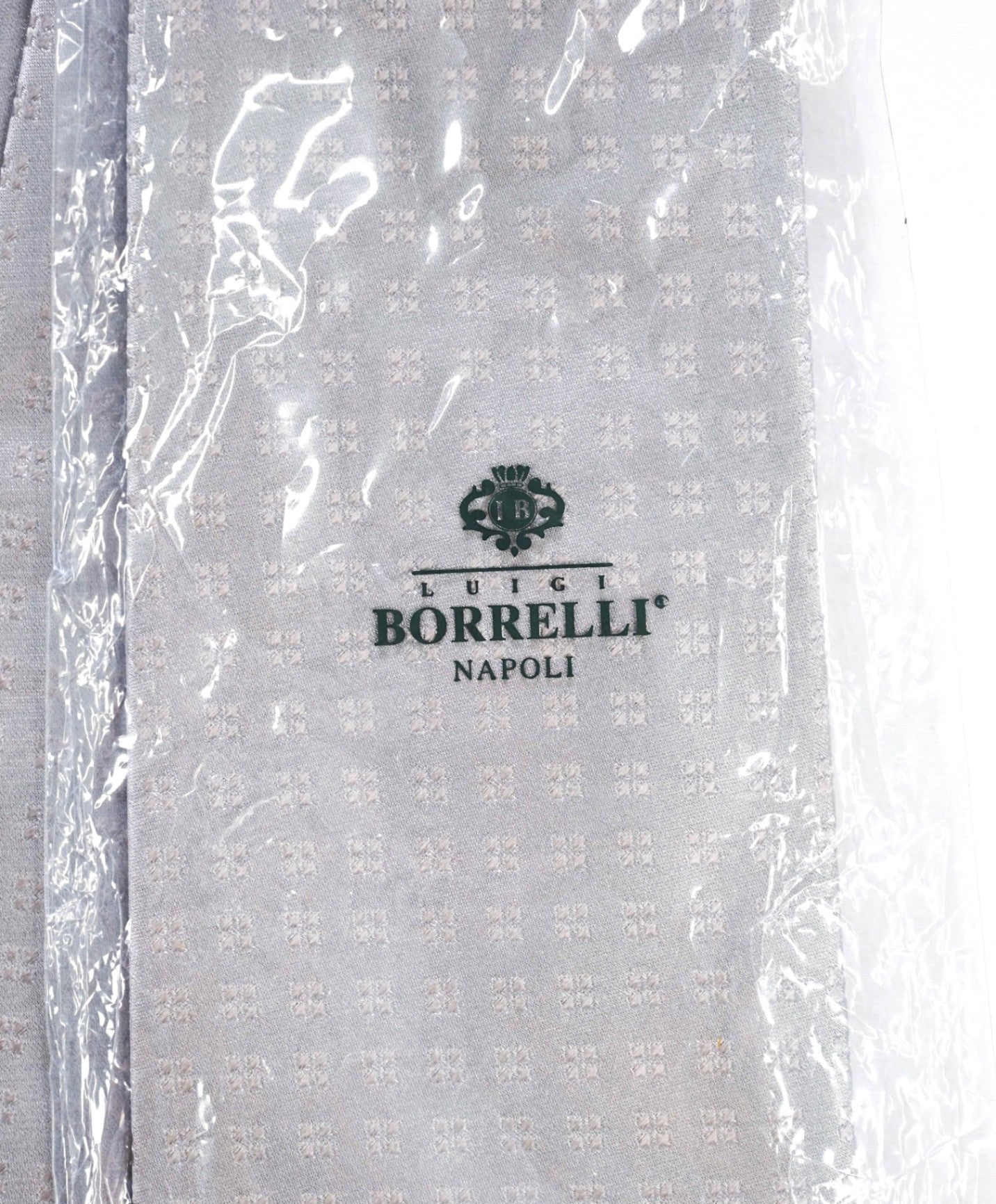$192 LUIGI BORRELLI - Silver Geometric Silk - 3.5" Tie