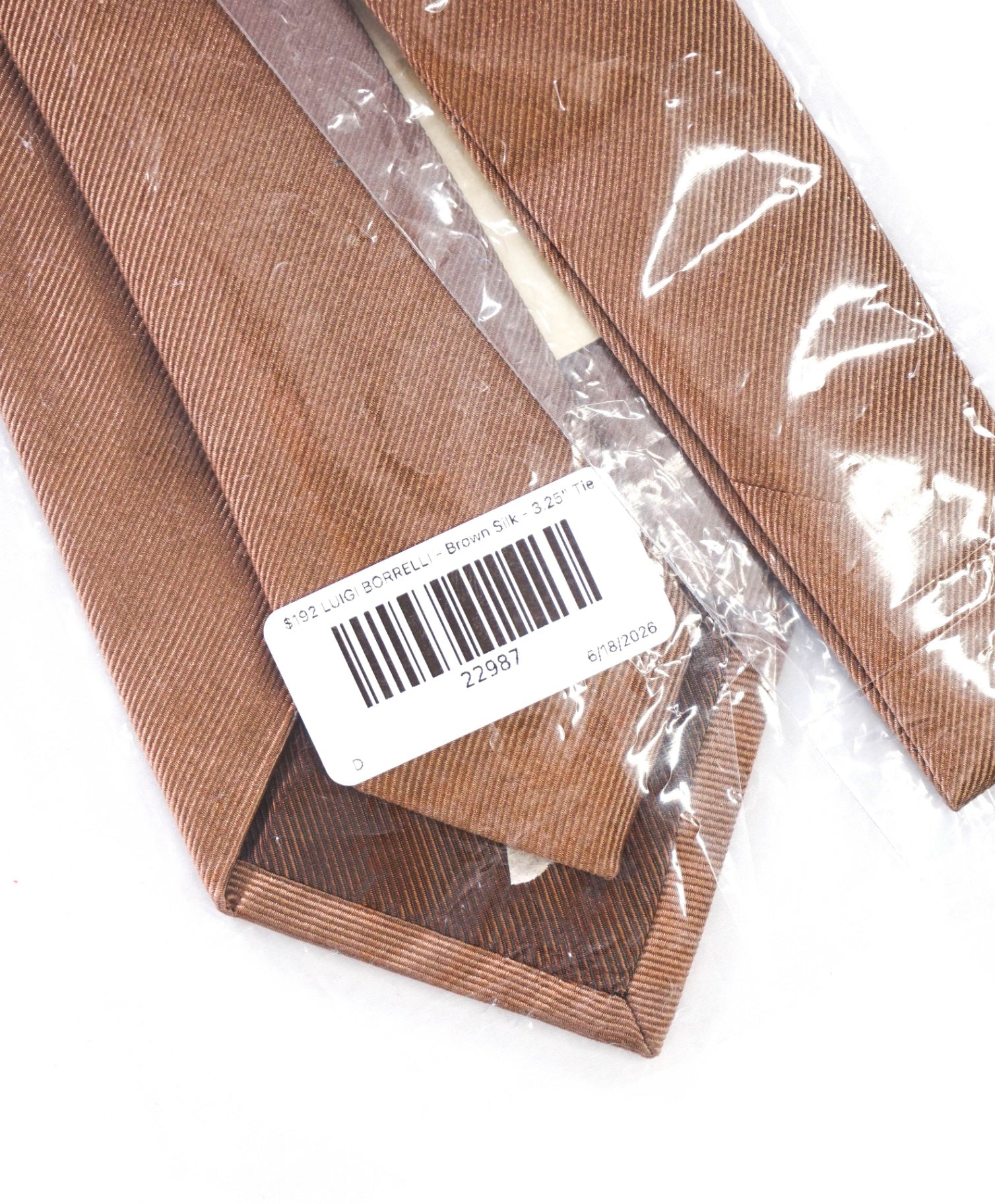 $192 LUIGI BORRELLI - Brown Silk - 3.25" Tie