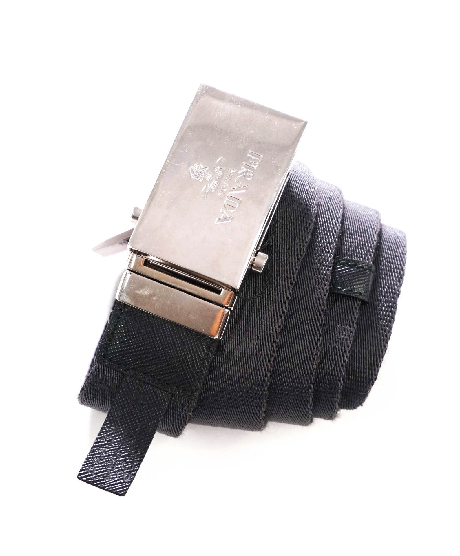$650 PRADA - Black Nylon Reversible Belt - 36W