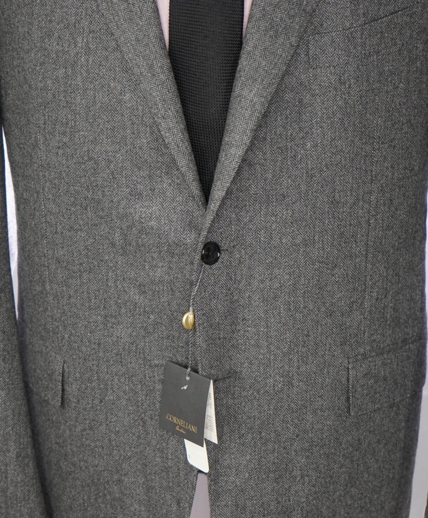 $1,450 CORNELIANI - Gray Herringbone Wool/Cashmere Blazer - 46R