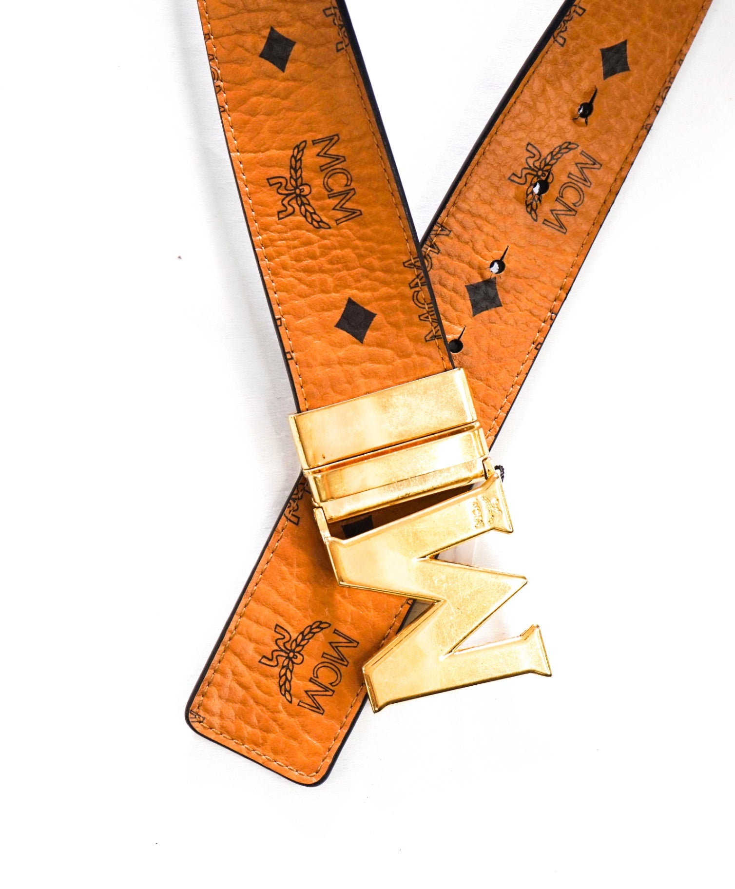 $350 MCM - Black/Brown Claus M Leather Reversible Belt 38W
