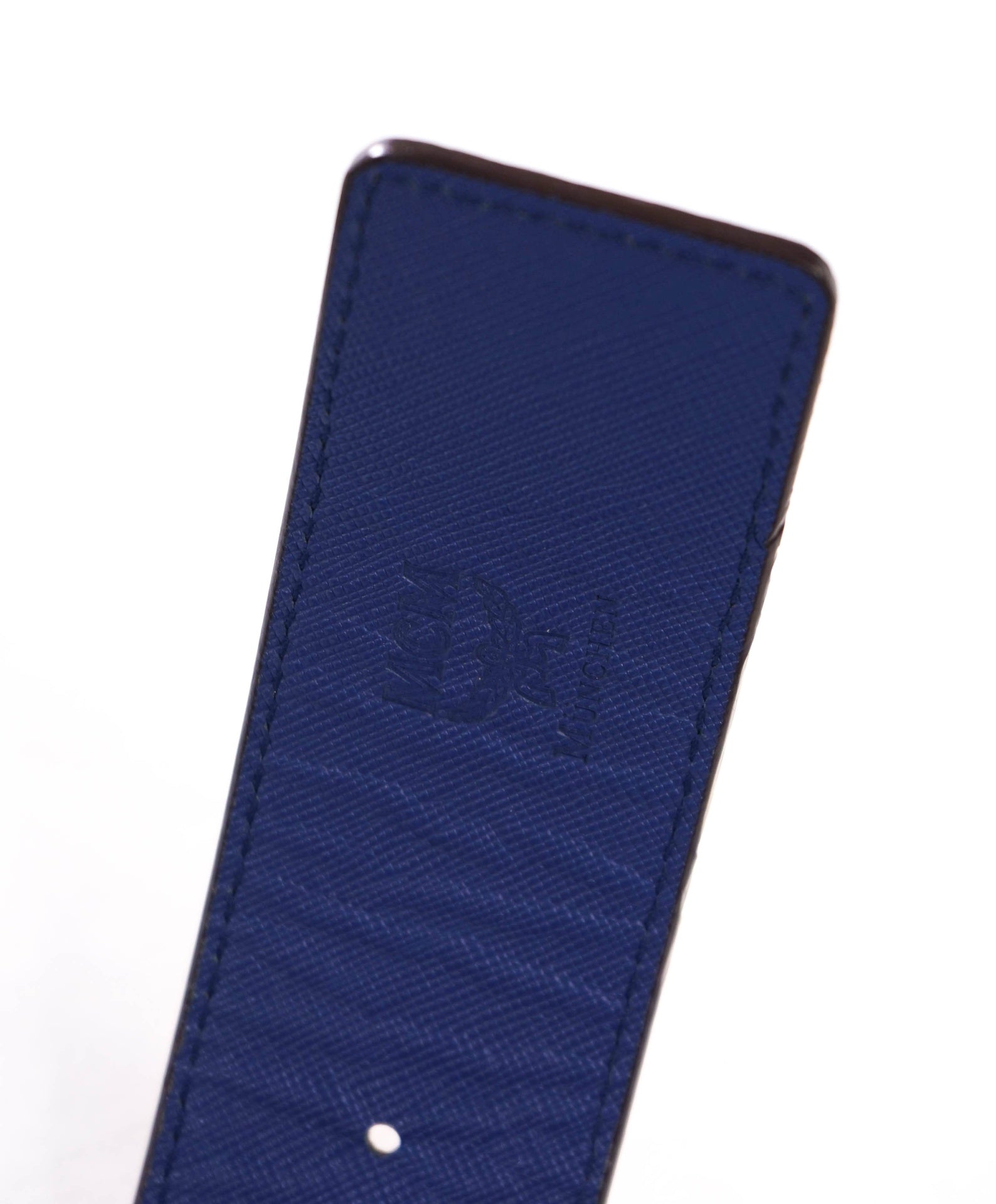 $350 MCM - Blue/Brown Claus M Leather Reversible Belt - 34W