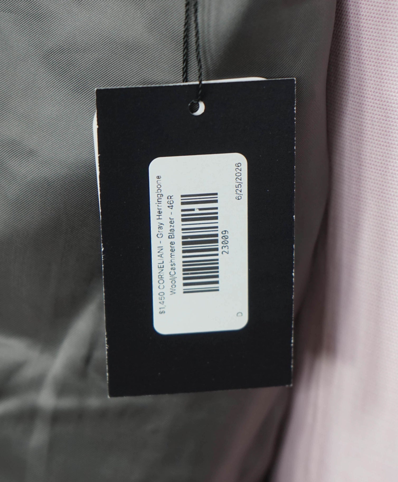$1,450 CORNELIANI - Gray Herringbone Wool/Cashmere Blazer - 46R