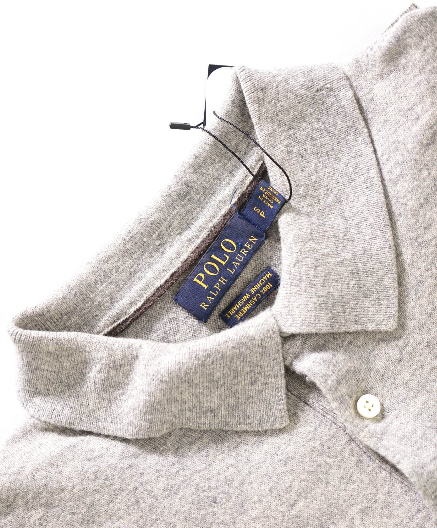 $498 POLO RALPH LAUREN - Light Gray Cashmere Polo Shirt - S