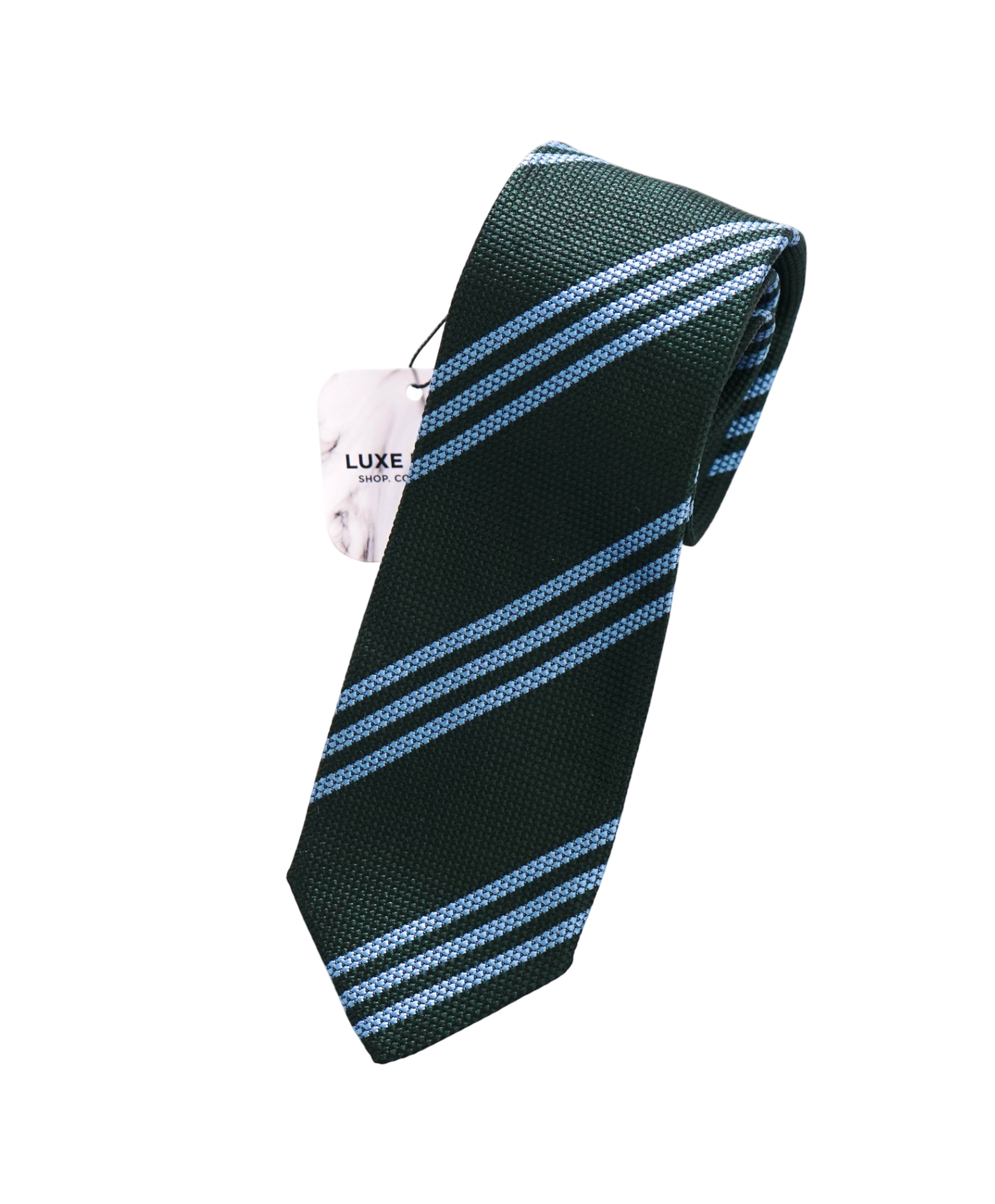 $275 DRAKE'S - Textured Green/Blue Stripe Silk - 2.75" Tie