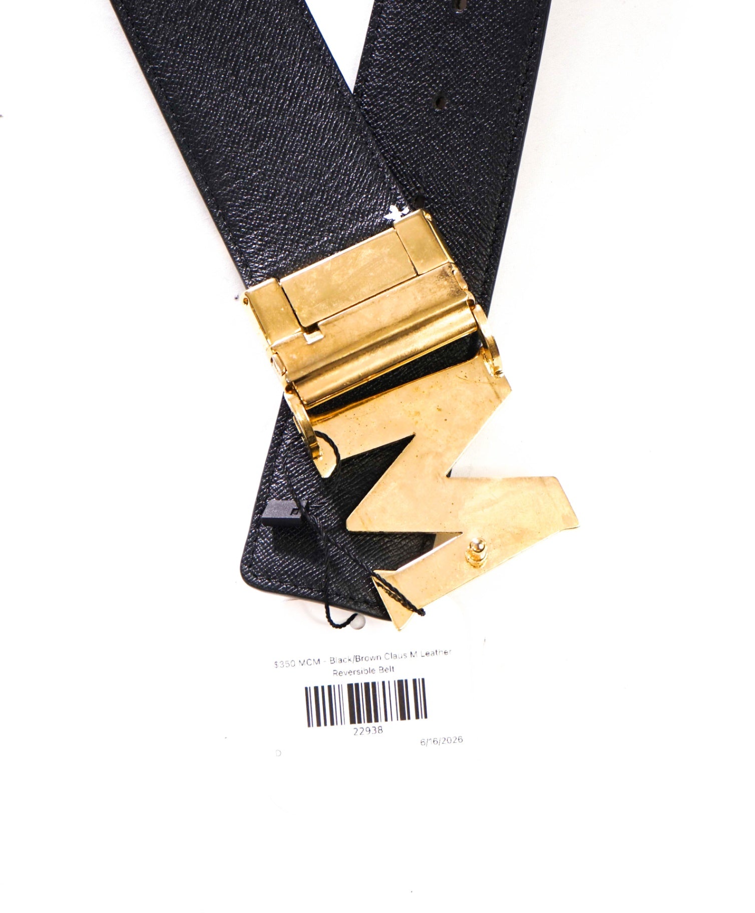 $350 MCM - Black/Brown Claus M Leather Reversible Belt 38W
