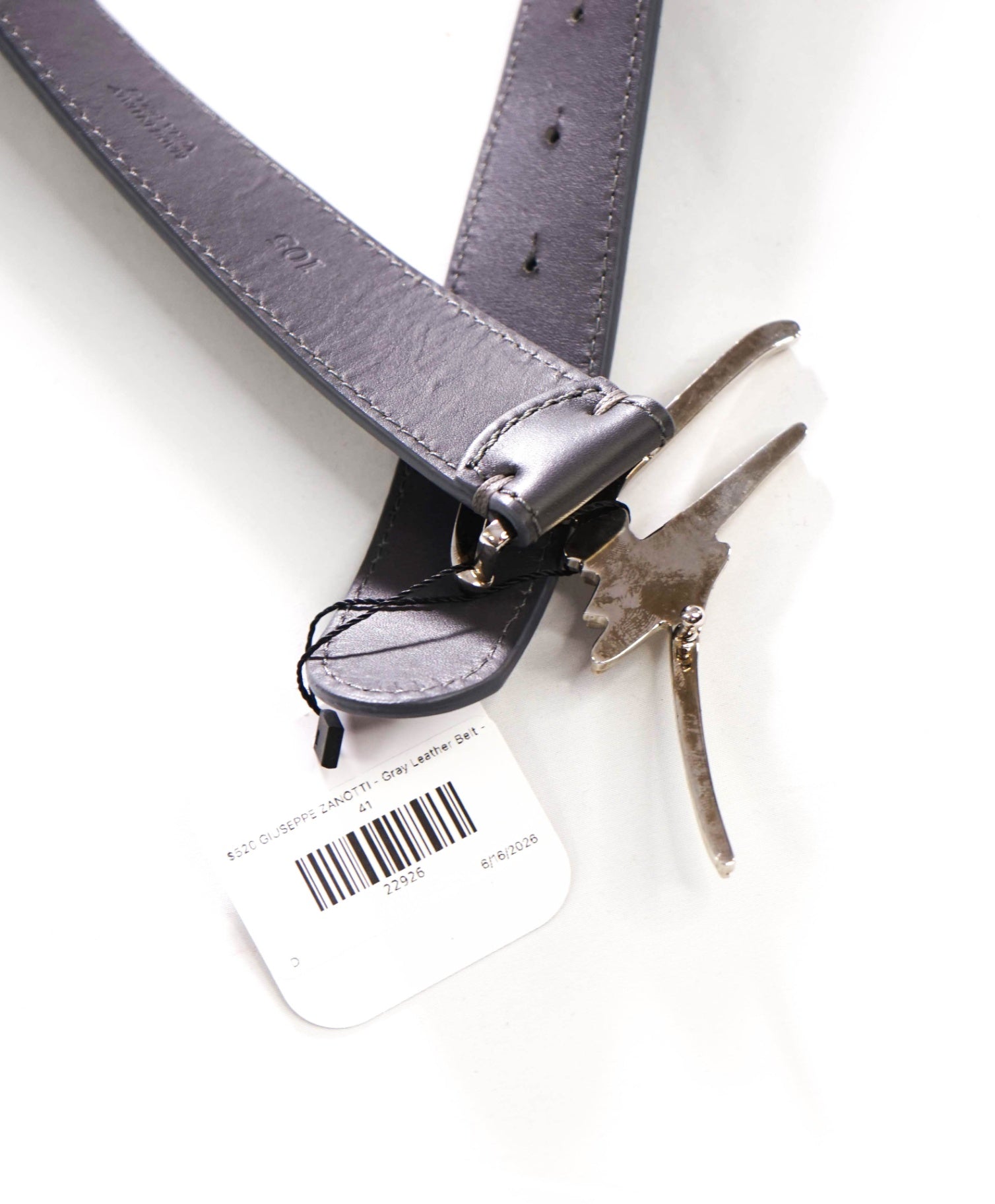 $520 GIUSEPPE ZANOTTI - Gray Leather Belt - 41W