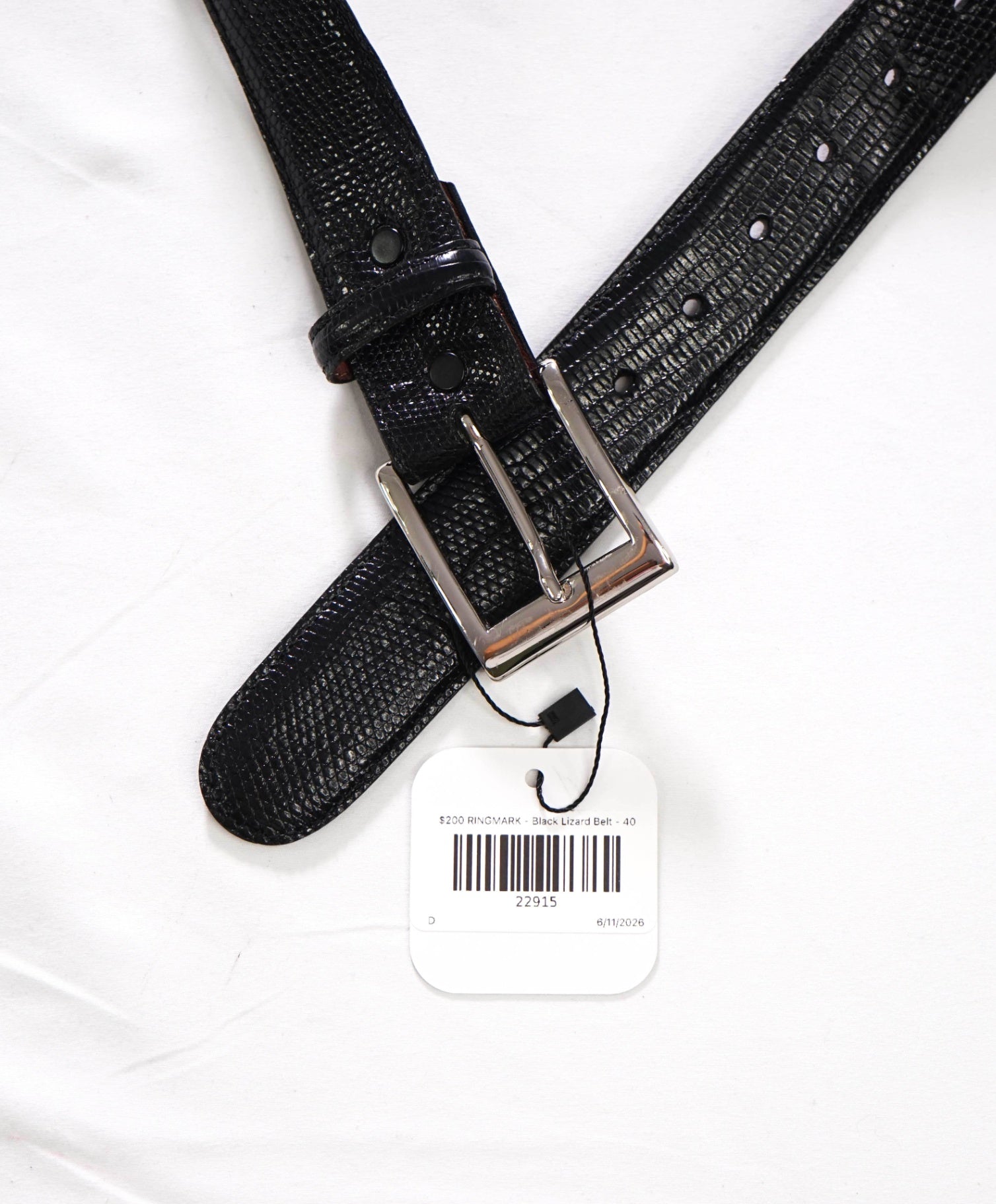 $200 RINGMARK - Black Lizard Belt - 40