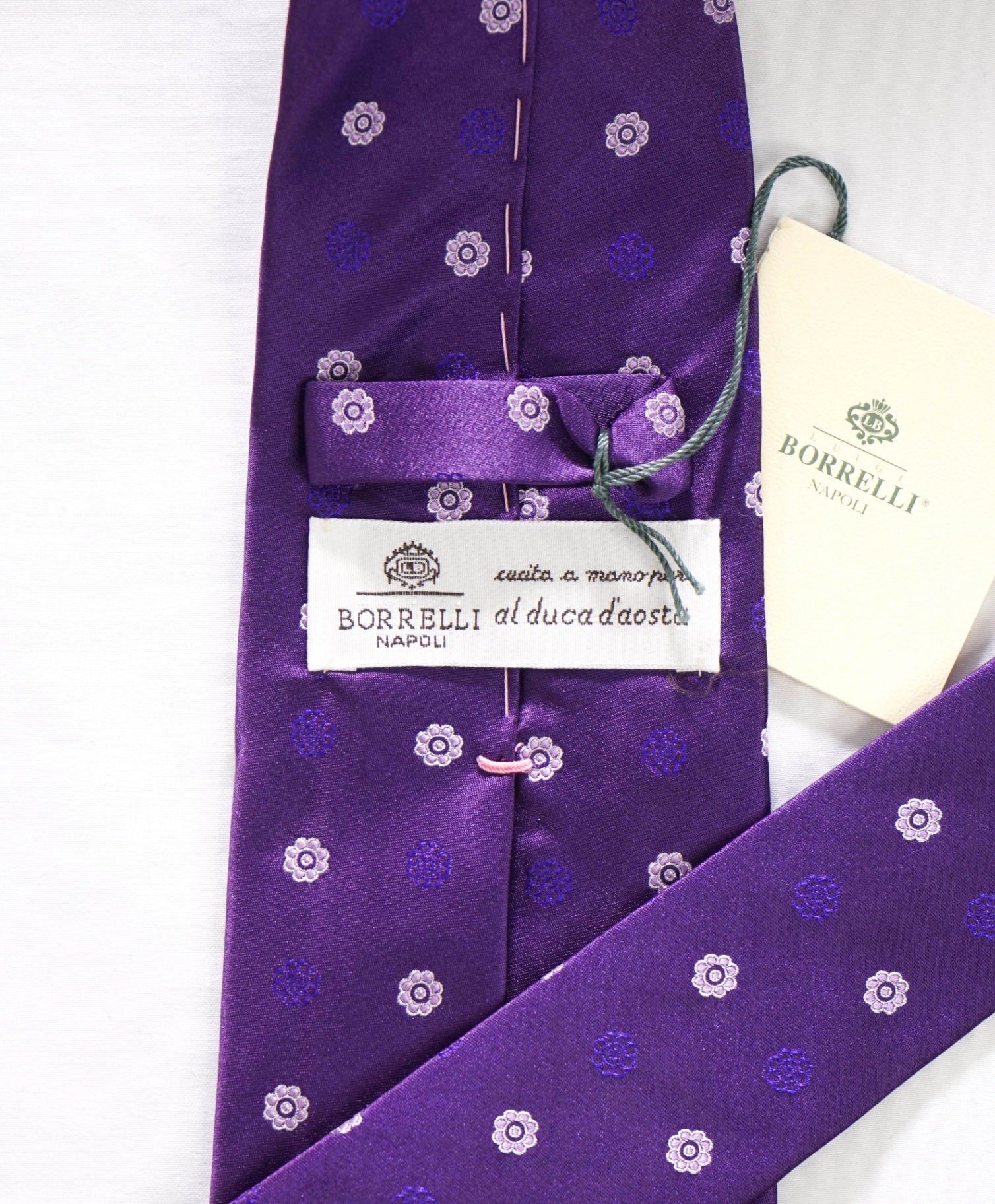 $192 LUIGI BORRELLI - Purple Medallion Silk - 3.25" Tie
