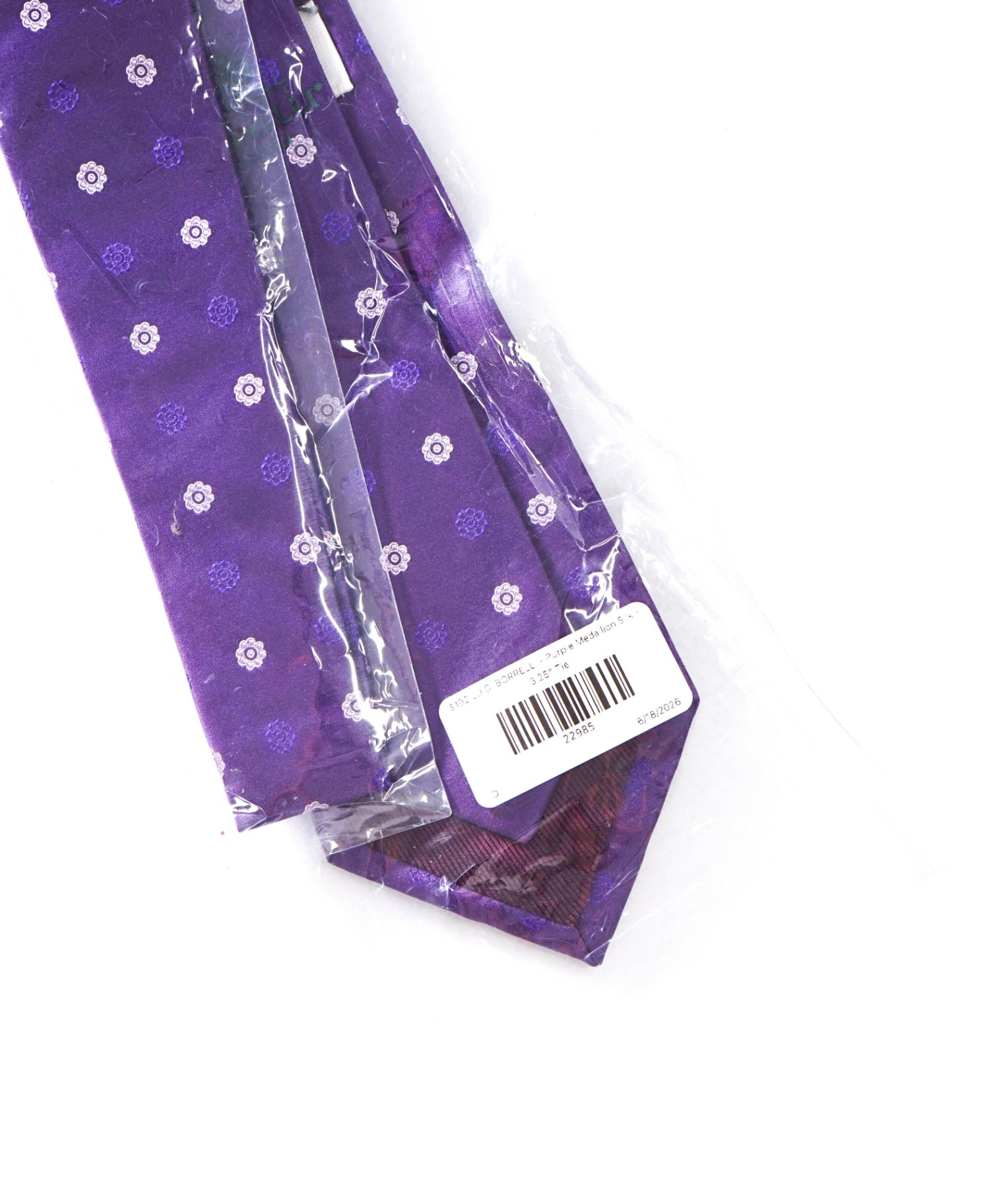$192 LUIGI BORRELLI - Purple Medallion Silk - 3.25" Tie