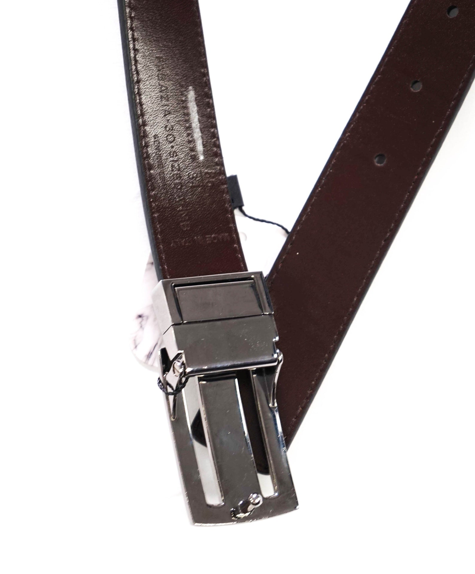 $370 BALLY - Black/Brown Reversible Leather Belt - 34W