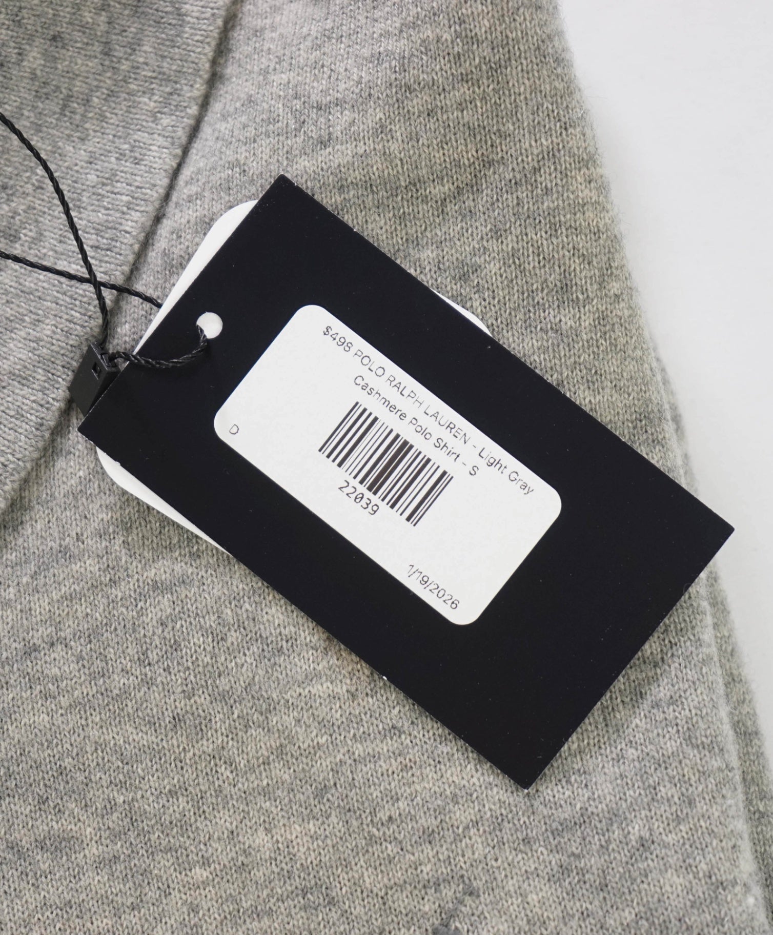 $498 POLO RALPH LAUREN - Light Gray Cashmere Polo Shirt - S