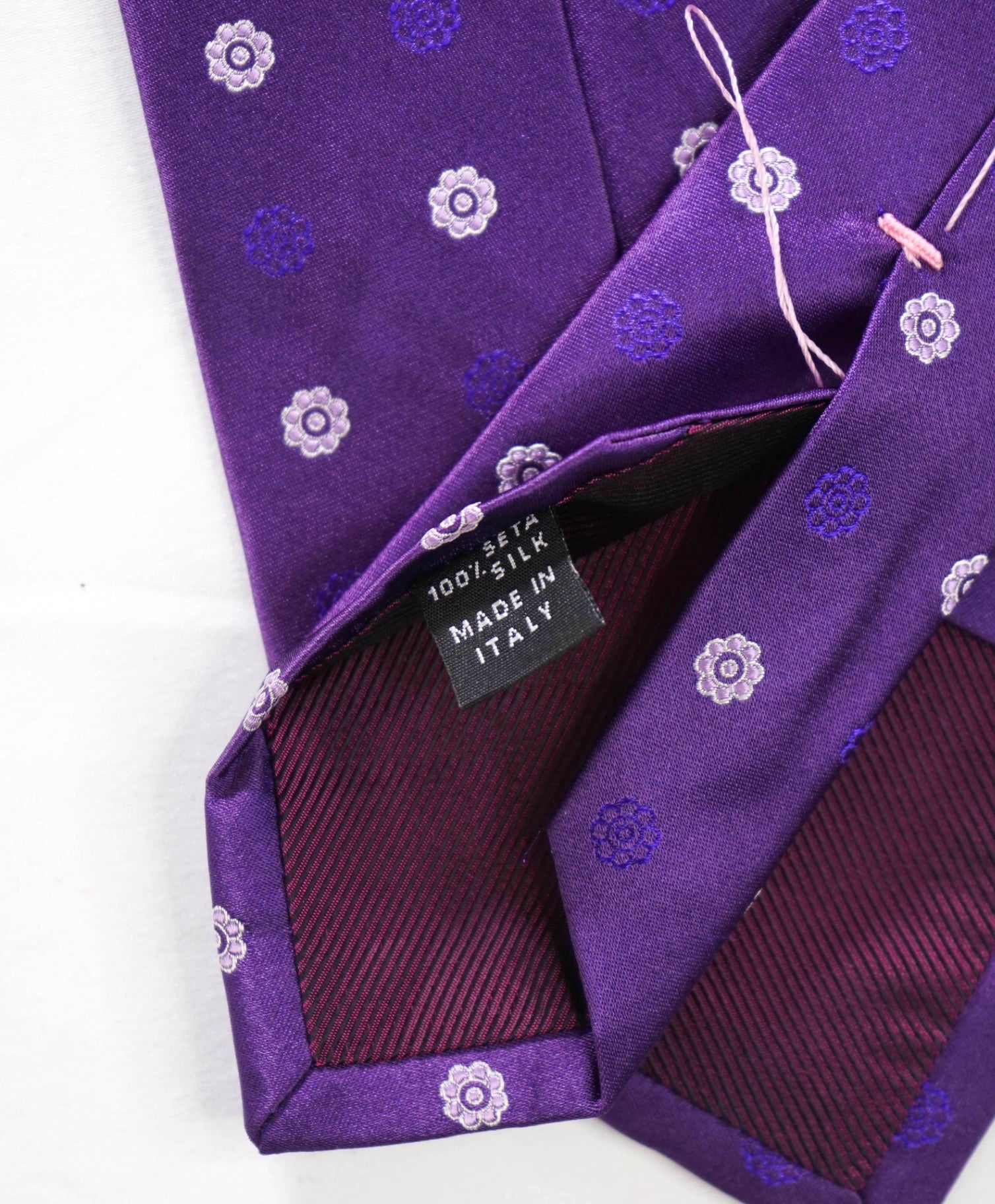$192 LUIGI BORRELLI - Purple Medallion Silk - 3.25" Tie