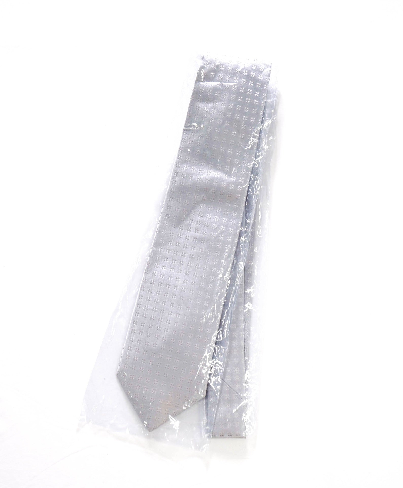 $192 LUIGI BORRELLI - Silver Geometric Silk - 3.5" Tie