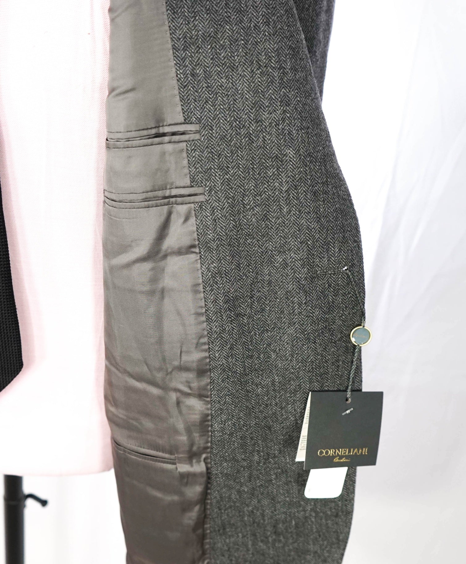 $1,450 CORNELIANI - Gray Herringbone Wool/Cashmere Blazer - 46R