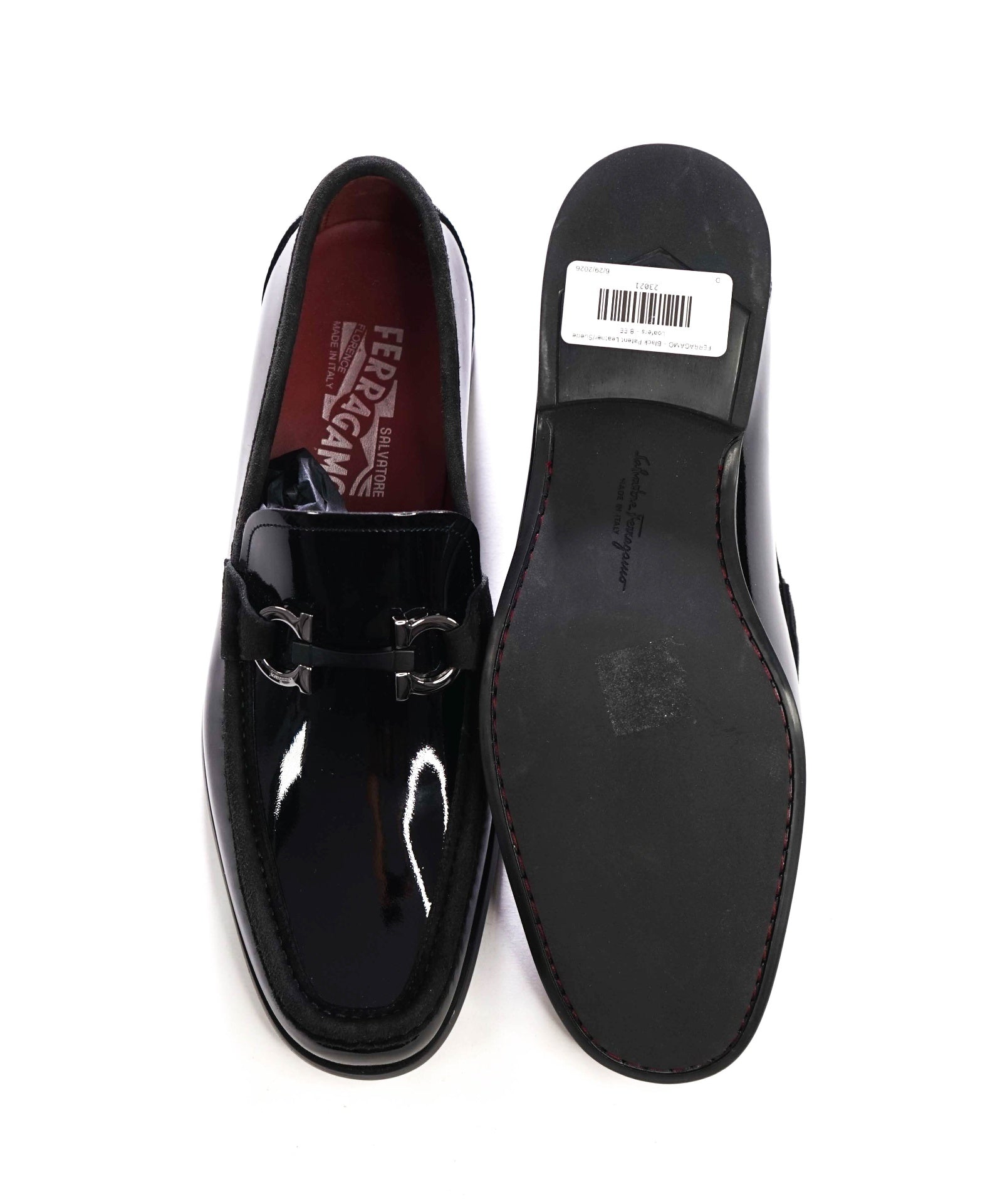 $895 FERRAGAMO - GRANDIOSO Black Leather/Suede Loafers - 8 EE