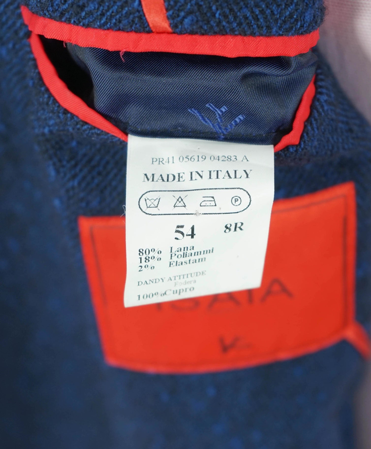 $4,500 ISAIA - Navy Blue Herringbone Wool Sport Jacket - 44R