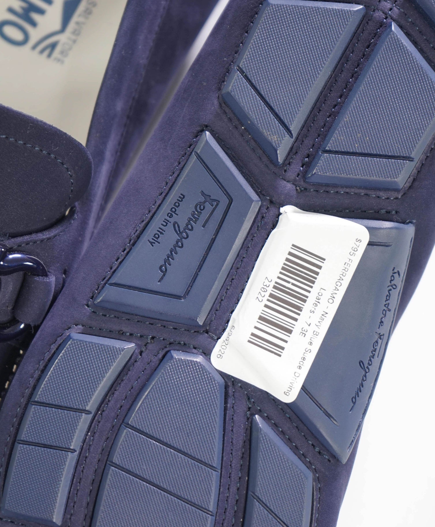 $800 FERRAGAMO - PARIGI Navy Blue Suede Driving Loafers - 7 3E